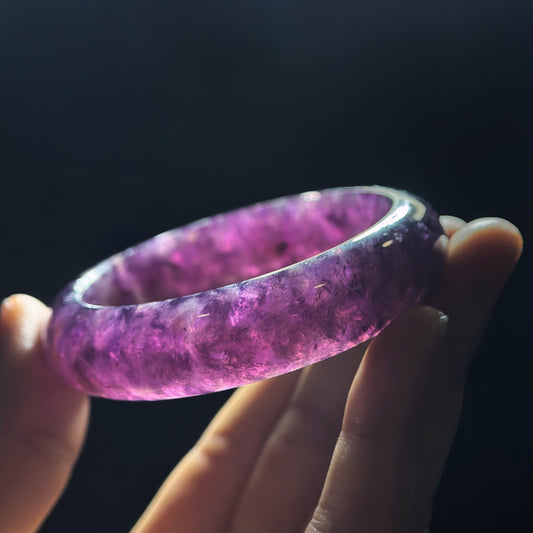 Natural Lepidolite Bangle Leaf Style Size 54 mm