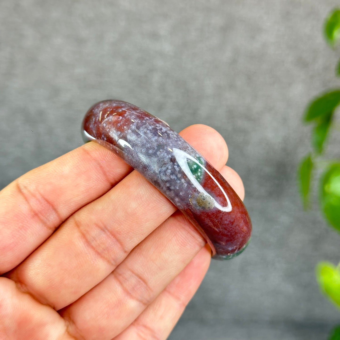 Colourful Natural Chalcedony Bangle Leaf Style Size 52 mm