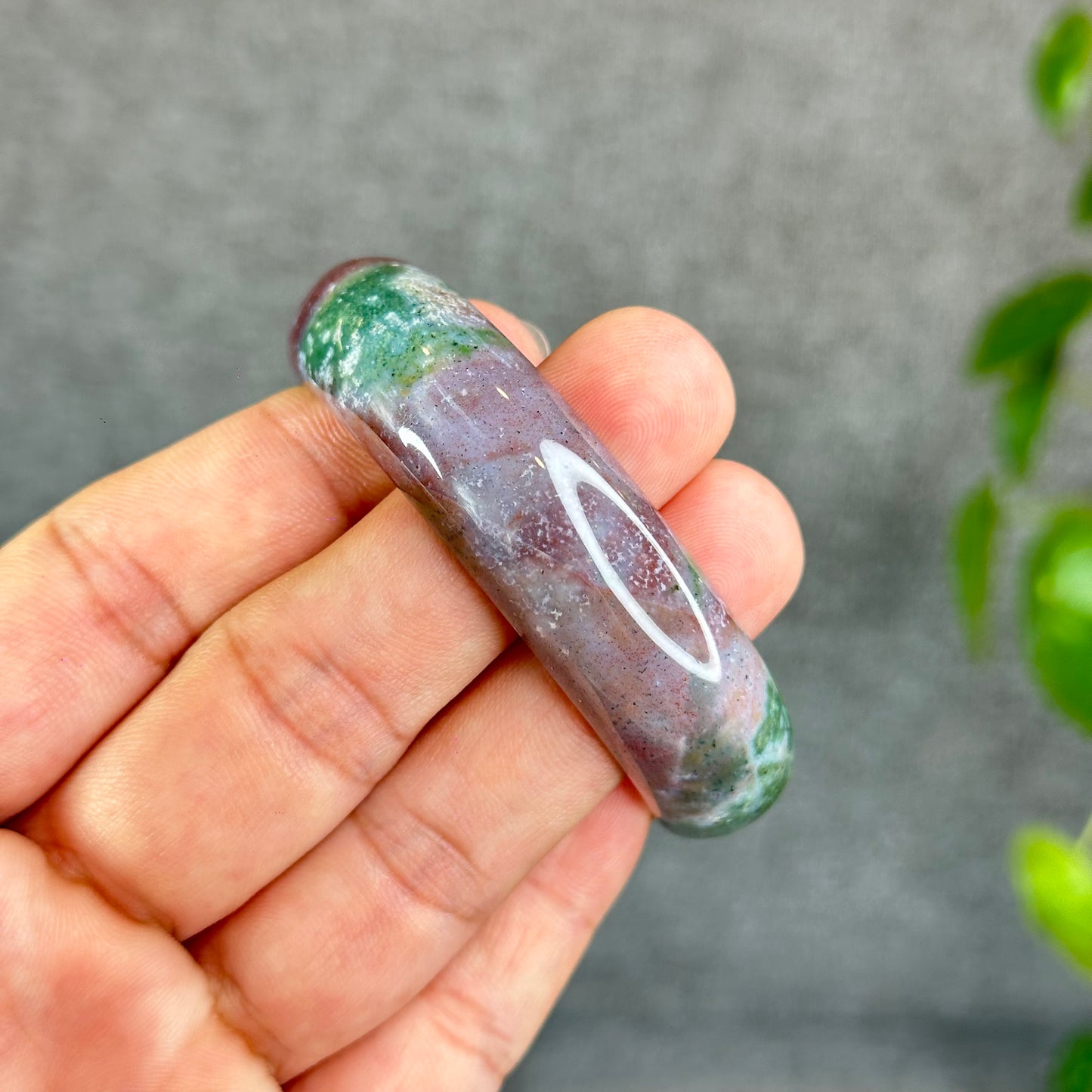 Colourful Natural Chalcedony Bangle Leaf Style Size 52 mm