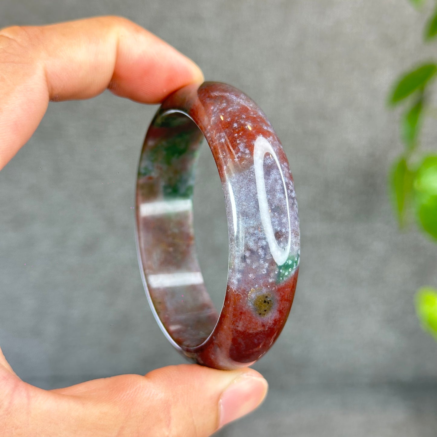 Colourful Natural Chalcedony Bangle Leaf Style Size 52 mm