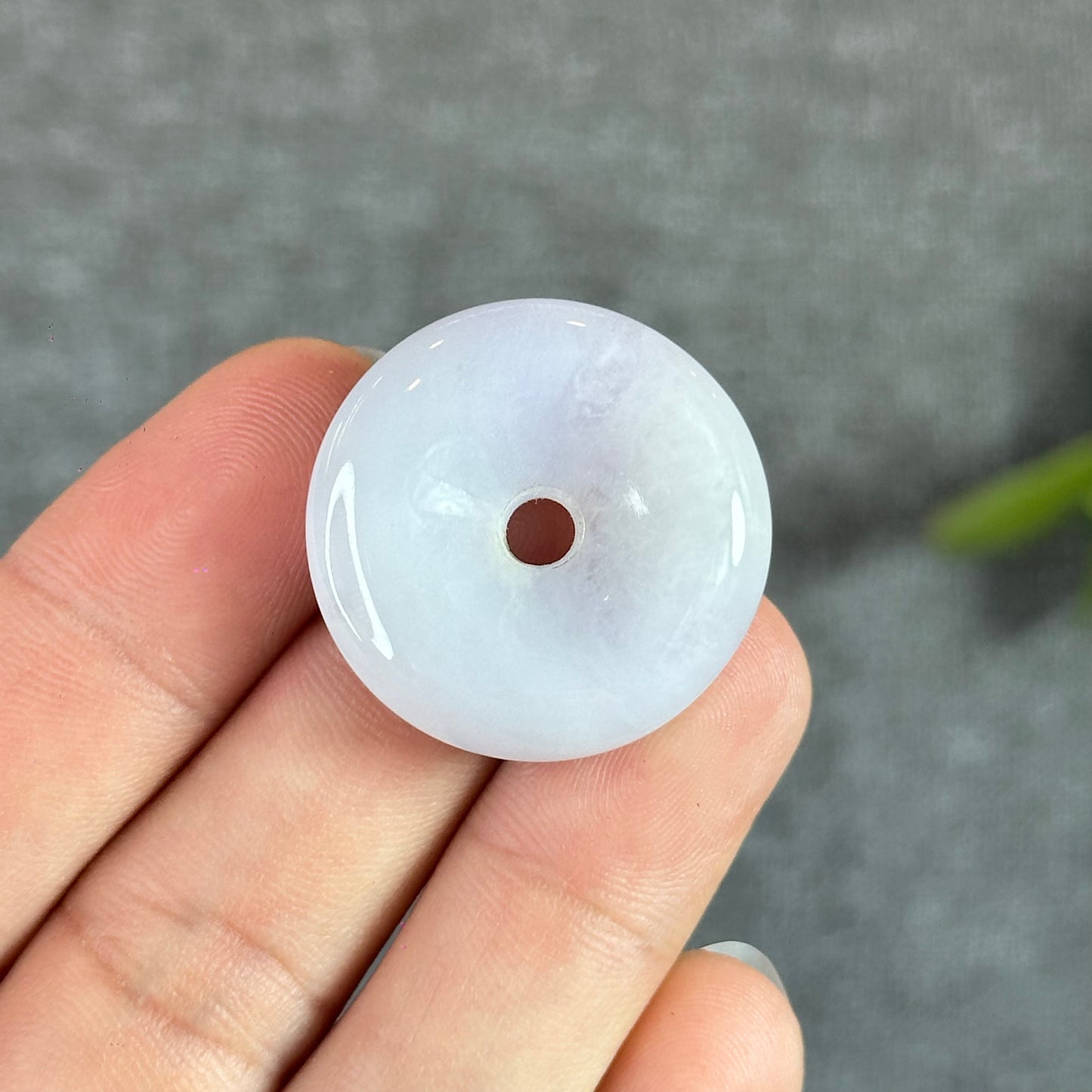 Ivory Purple Natural Jadeite Jade Donut (Dong Dieu)