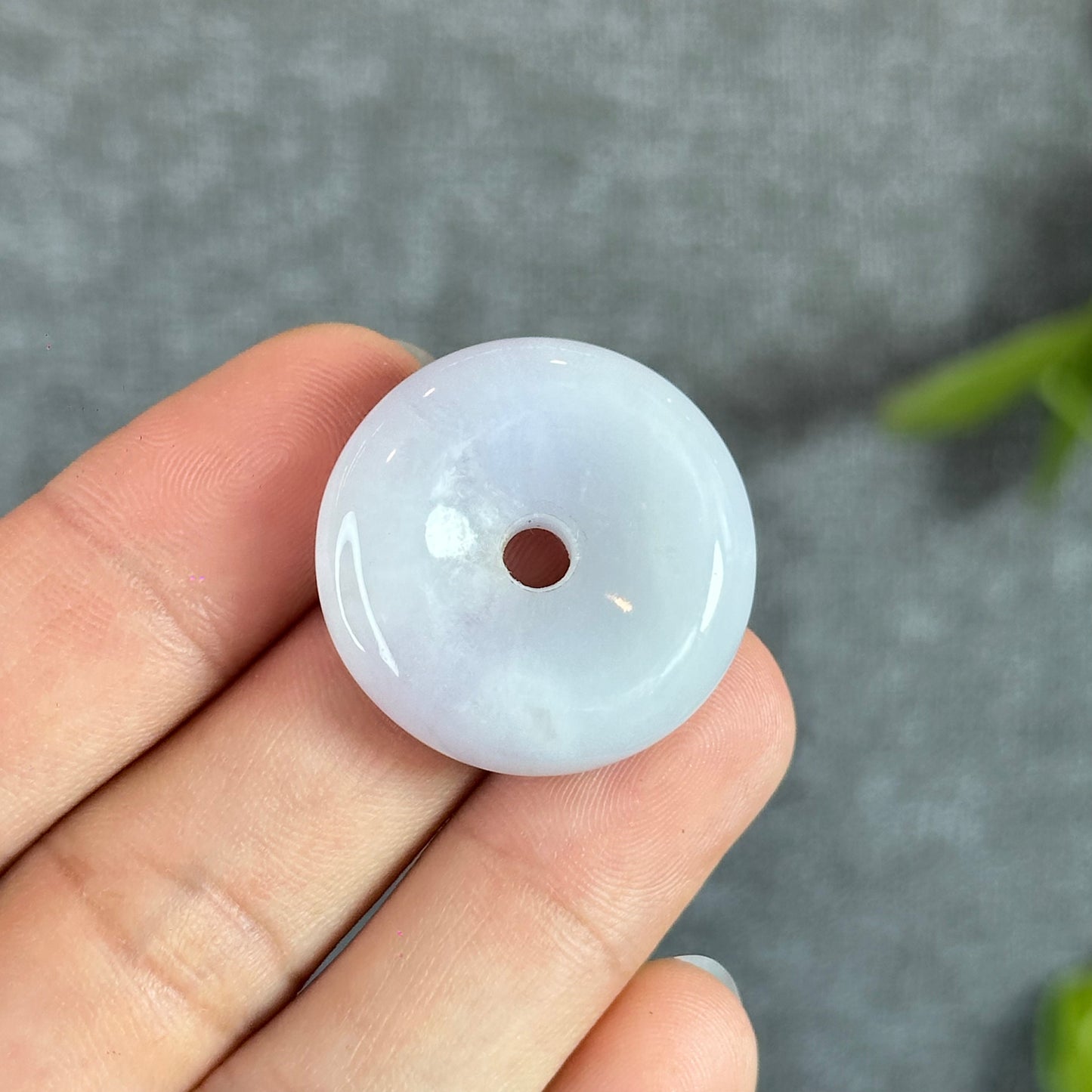 Ivory Purple Natural Jadeite Jade Donut (Dong Dieu)