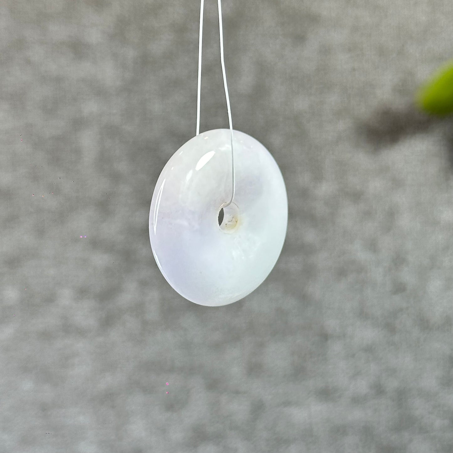 Ivory Purple Natural Jadeite Jade Donut (Dong Dieu)