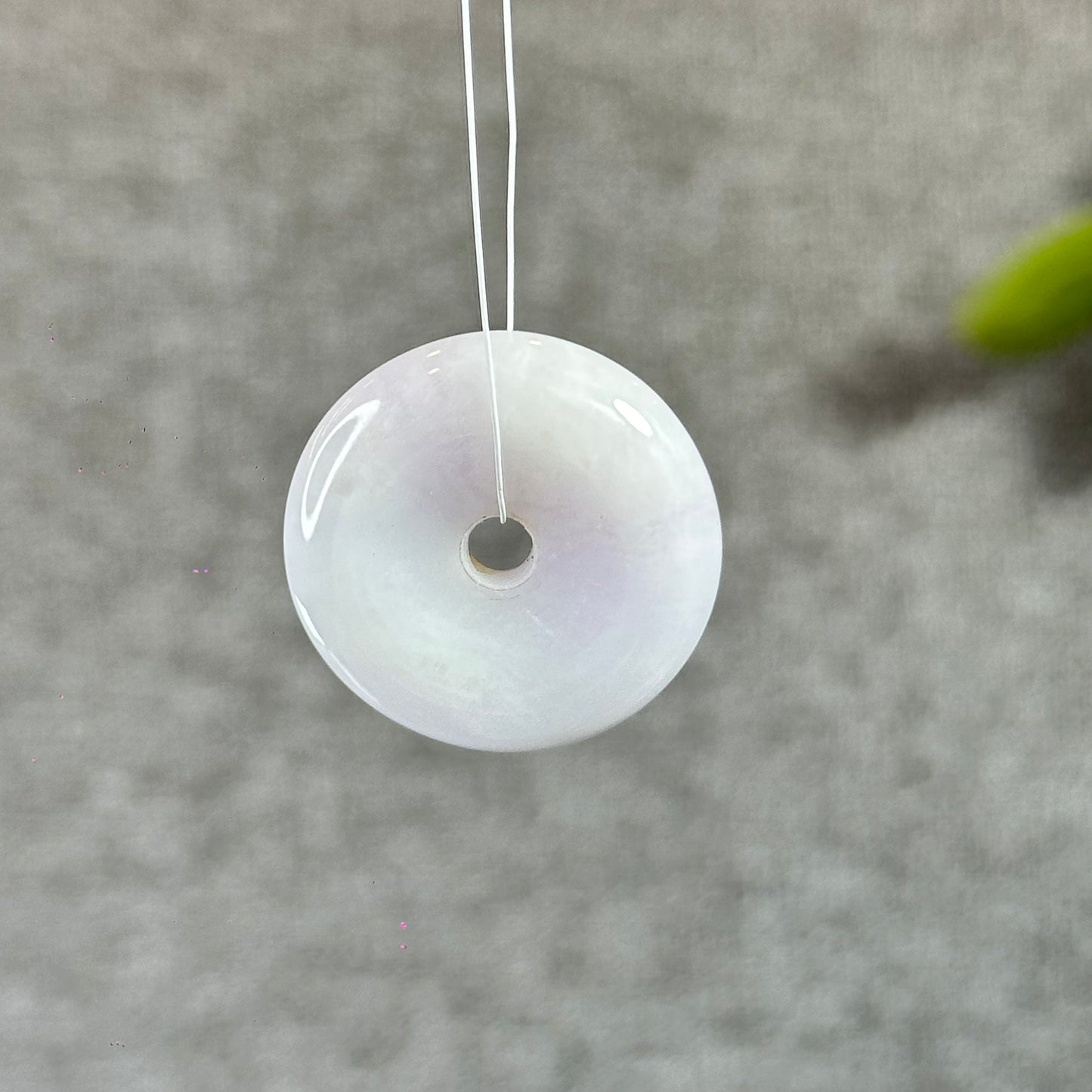 Ivory Purple Natural Jadeite Jade Donut (Dong Dieu)