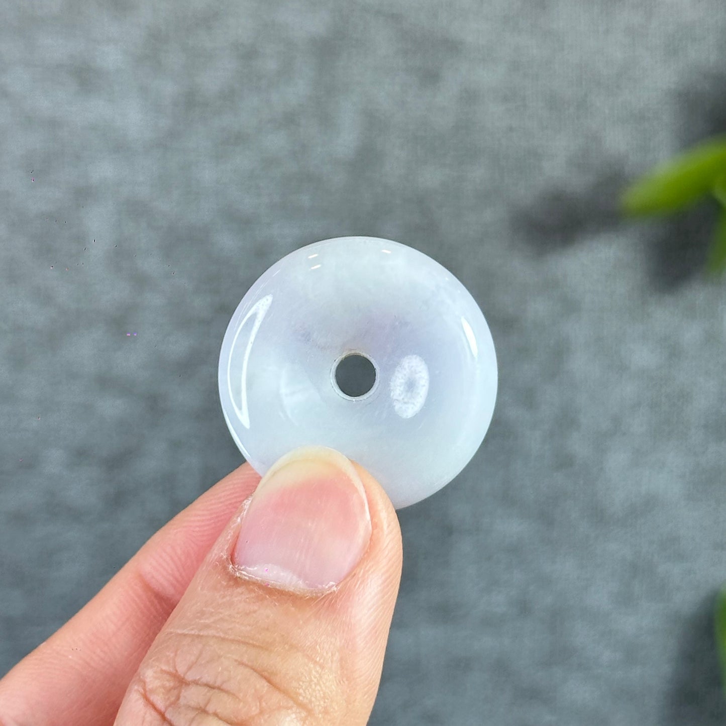 Ivory Purple Natural Jadeite Jade Donut (Dong Dieu)
