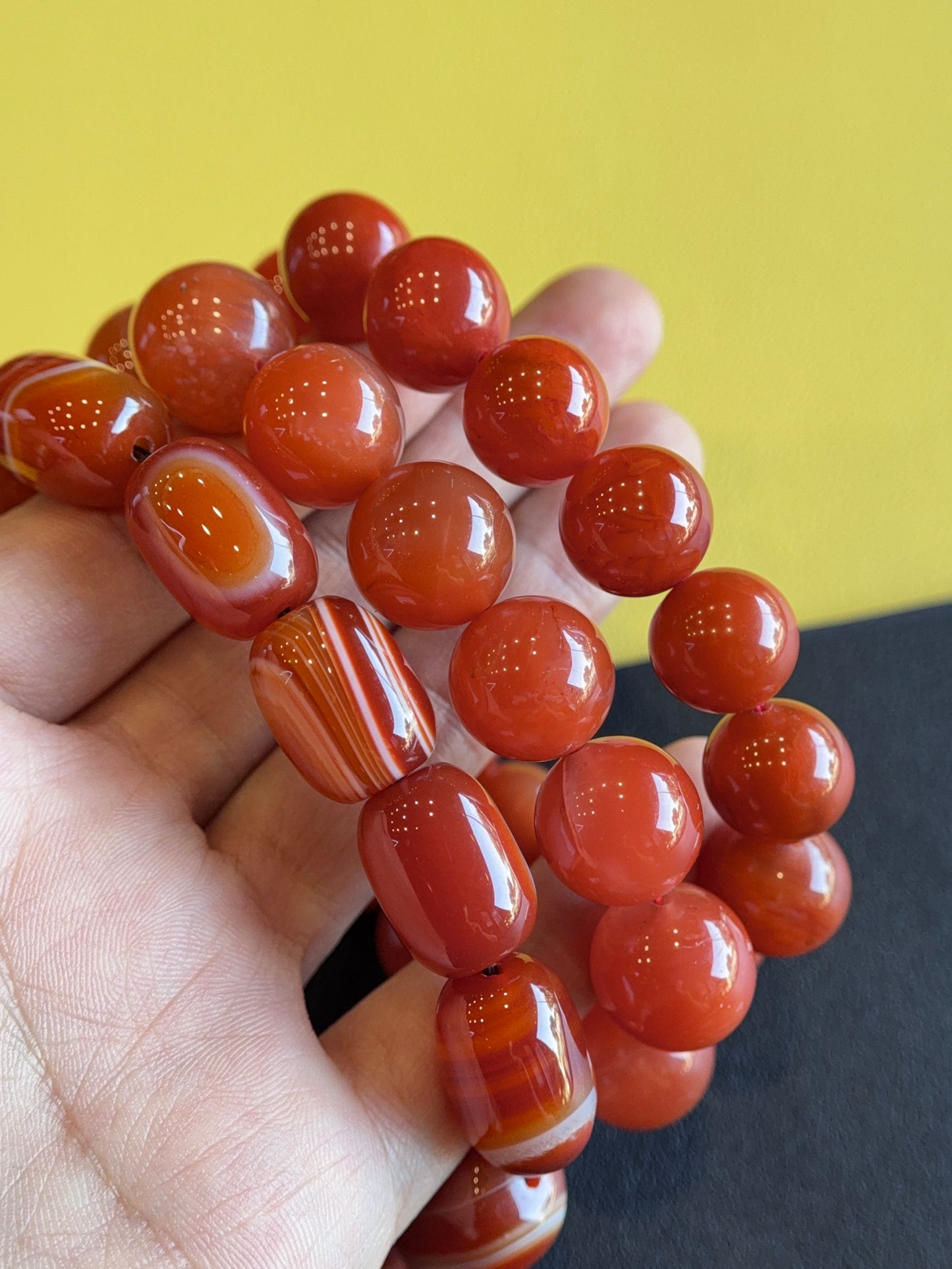 Natural Lu Thong Red Agate Bracelet Size 13.3 mm