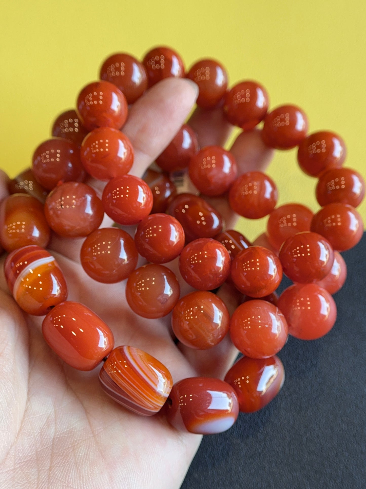 Natural Lu Thong Red Agate Bracelet Size 13.3 mm