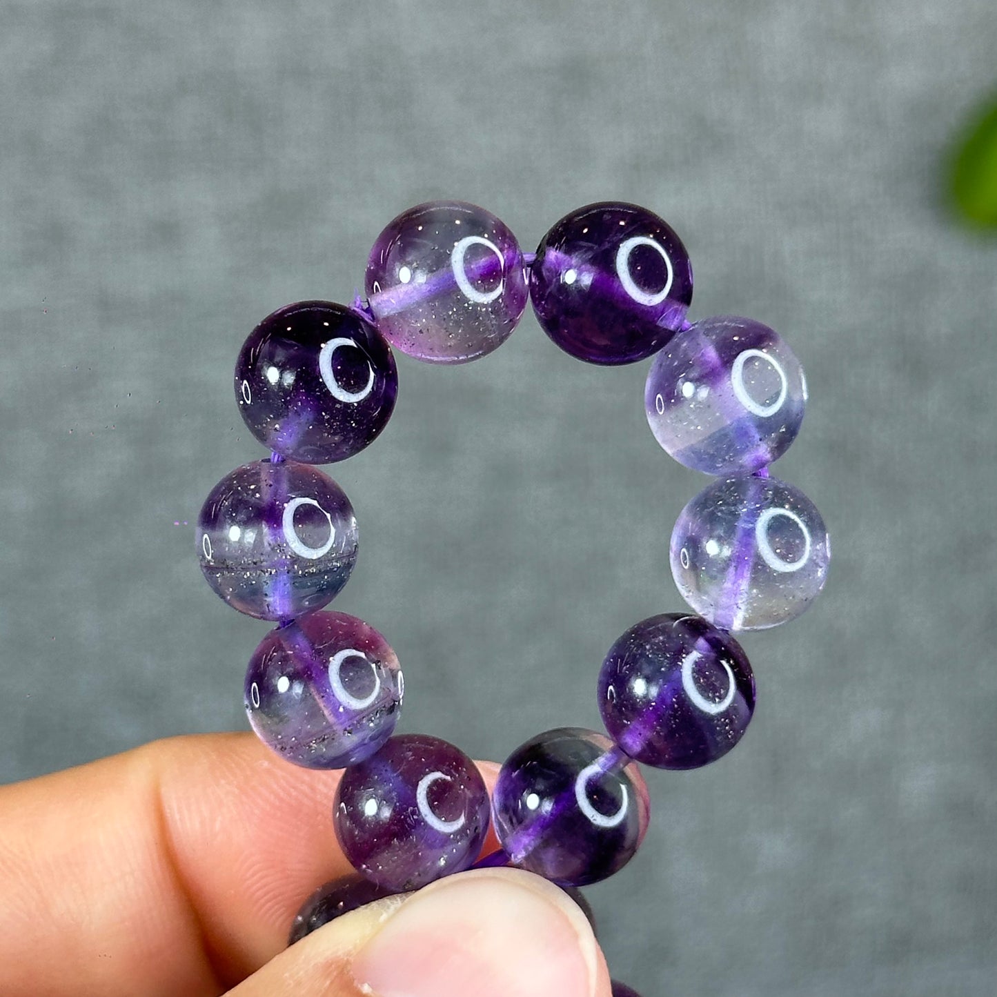 Natural Fluorite with Pyrite Bracelet Size 10 mm