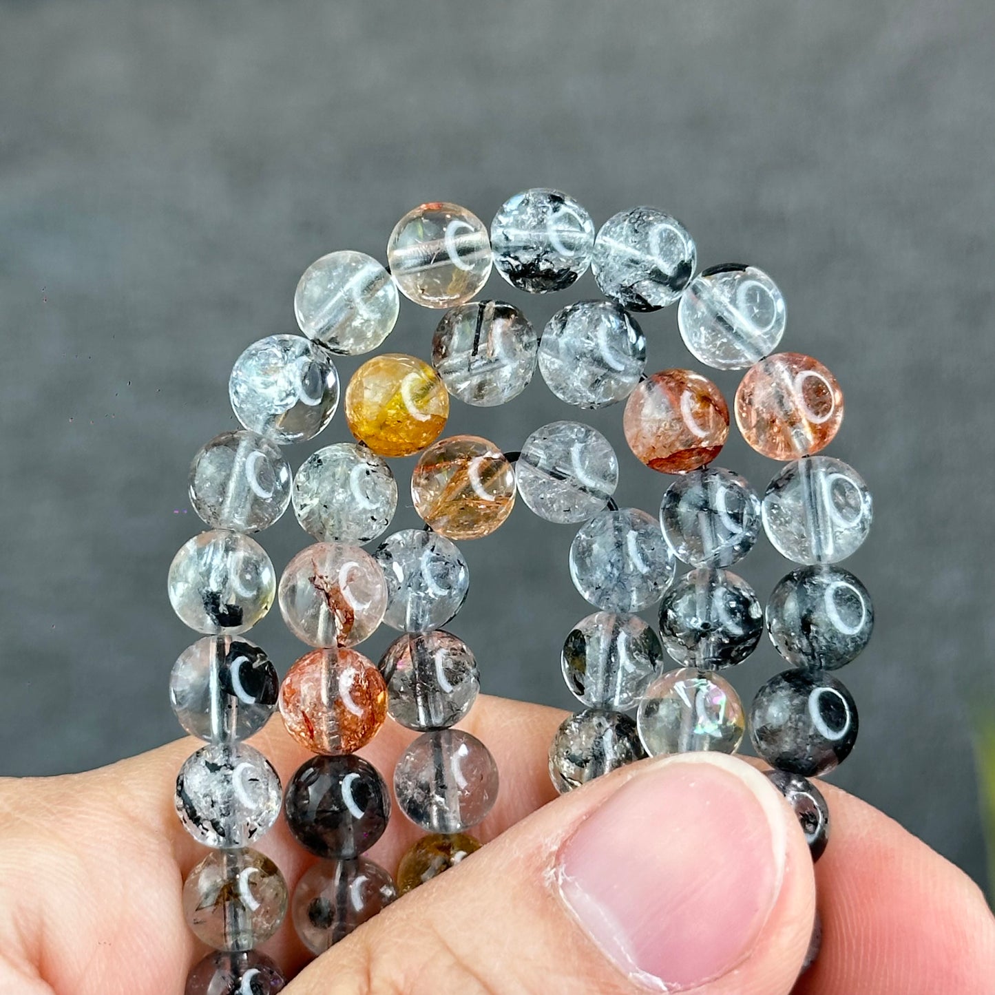 Natural Herkimer Diamond Triple Wrap VIP Bracelet Size 7 mm