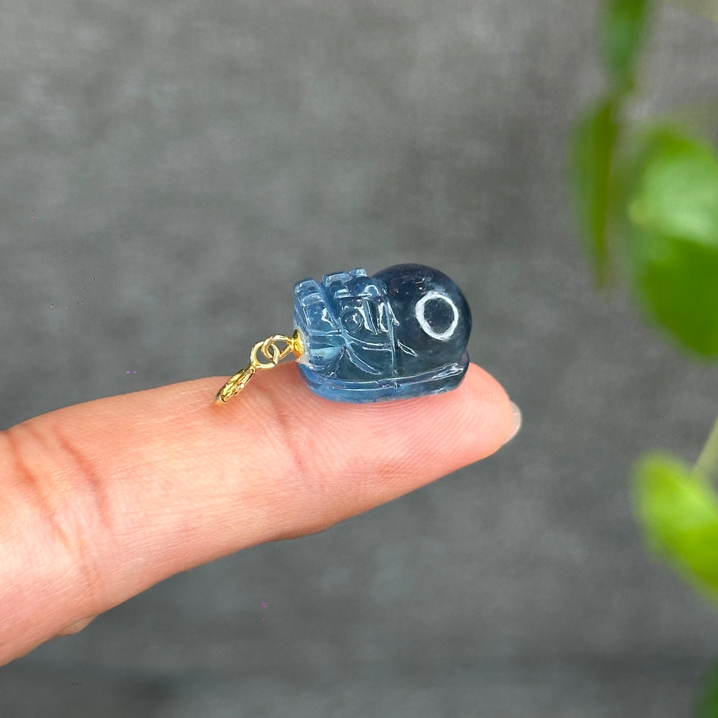 Midnight Natural Aquamarine Pixiu Charm