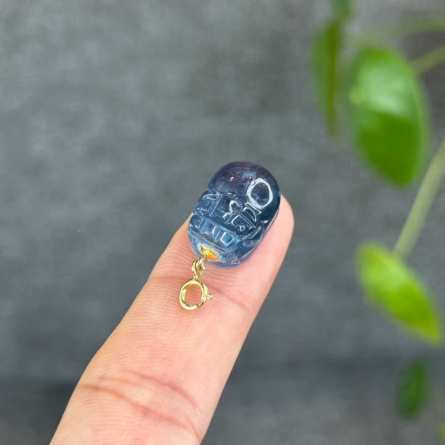 Midnight Natural Aquamarine Pixiu Charm