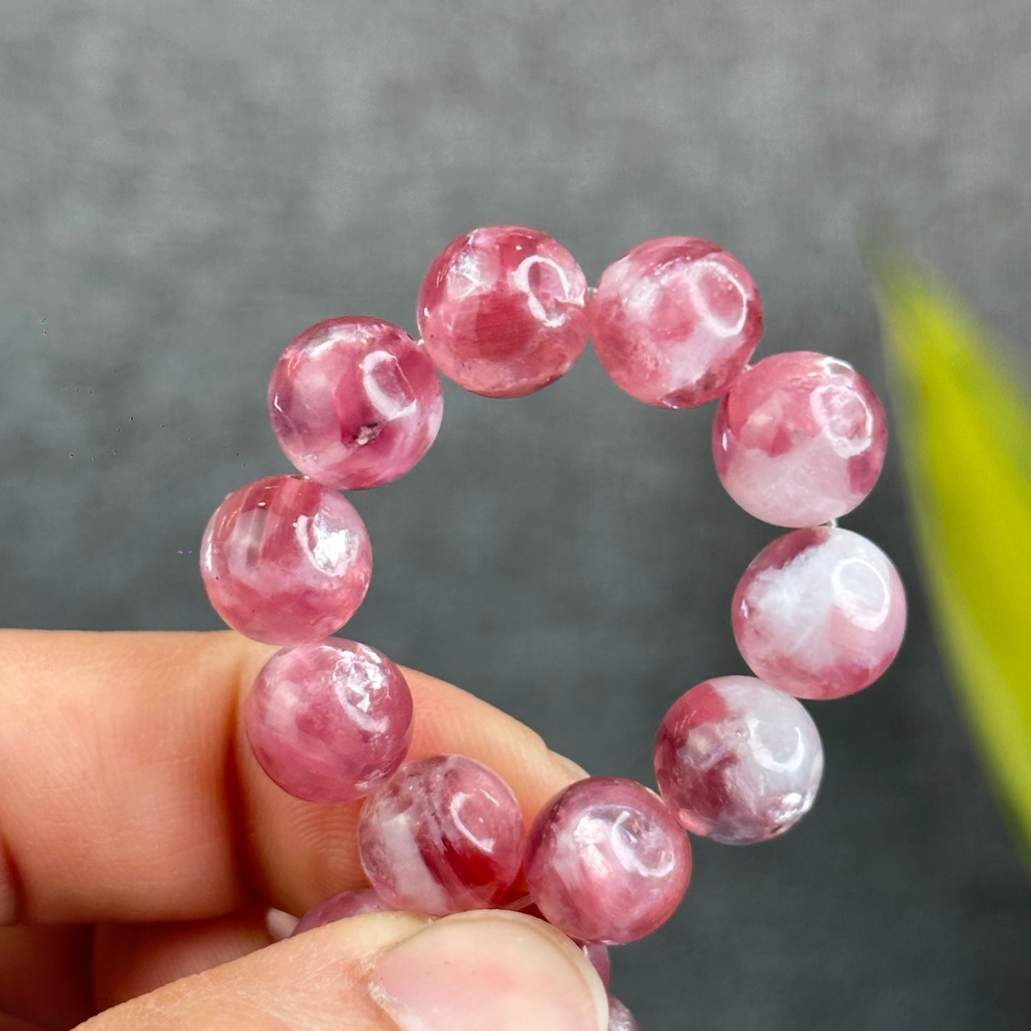 Natural Pink Lepidolite Bracelet Size 10 mm