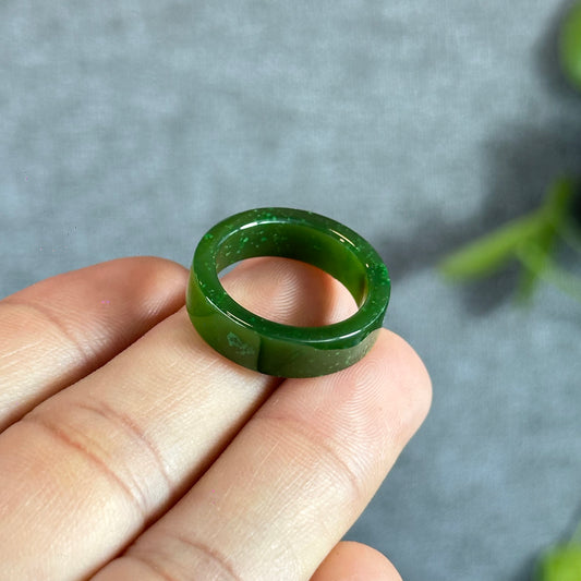 Natural Nephrite Jade Ring Square Style Size 1.75