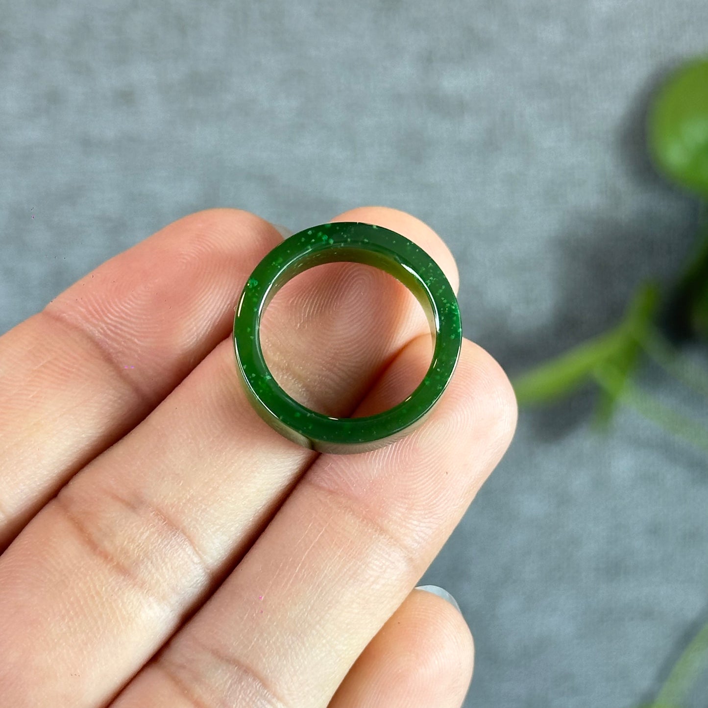 Natural Nephrite Jade Ring Square Style Size 1.75