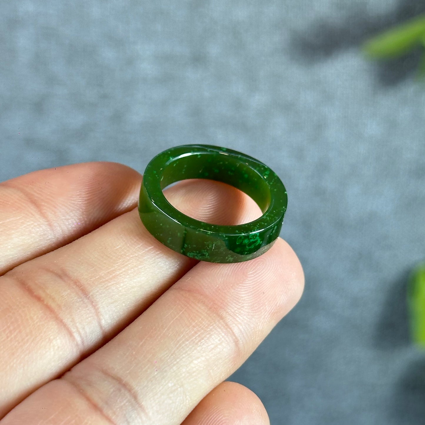 Natural Nephrite Jade Ring Square Style Size 1.75