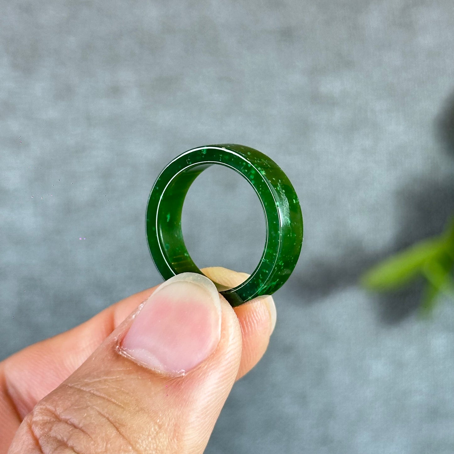 Natural Nephrite Jade Ring Square Style Size 1.75