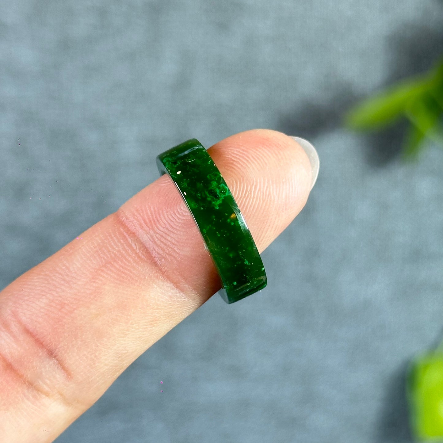Natural Nephrite Jade Ring Square Style Size 1.75