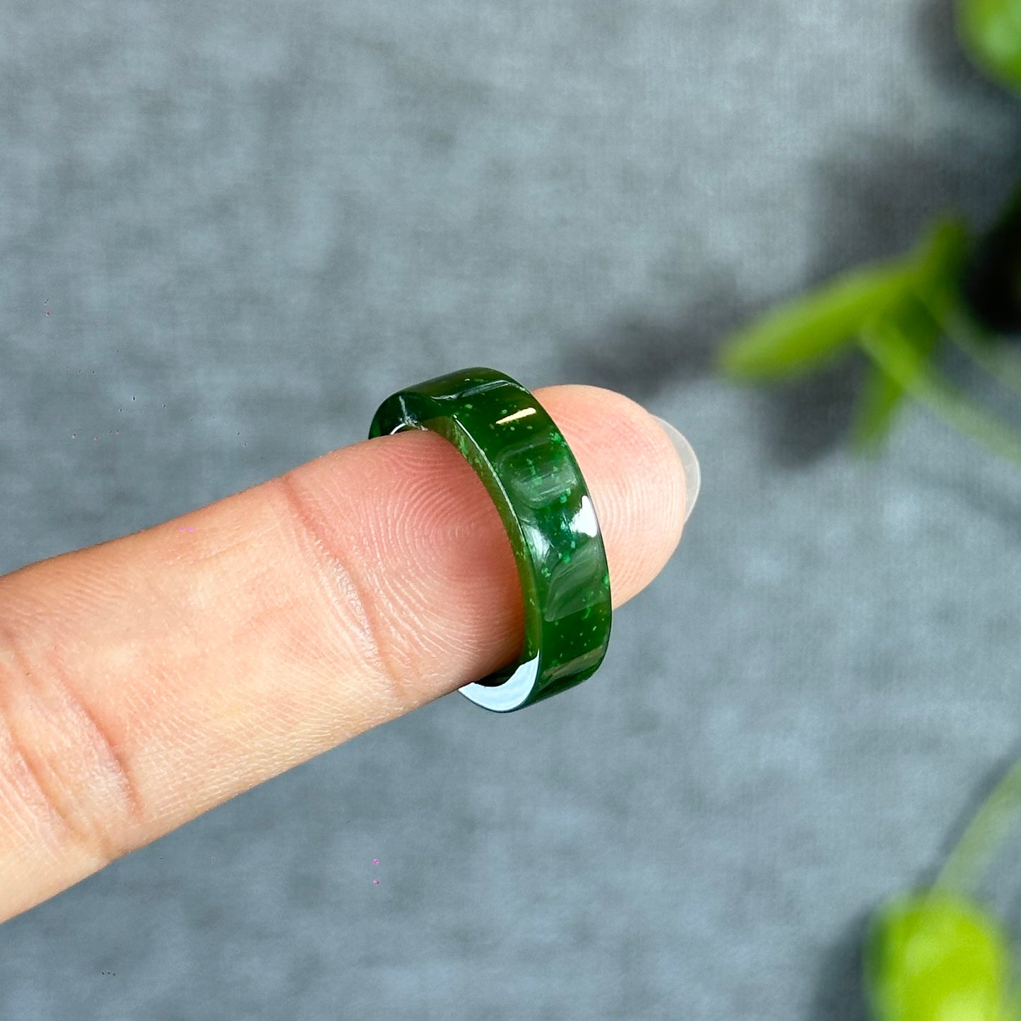 Natural Nephrite Jade Ring Square Style Size 1.75