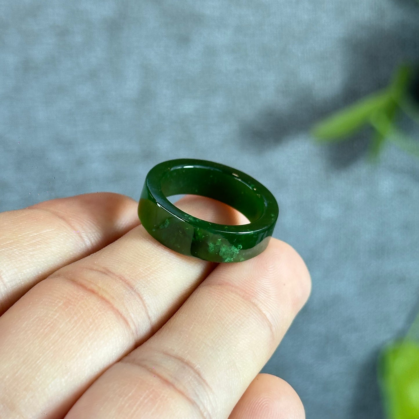 Natural Nephrite Jade Ring Square Style Size 1.7