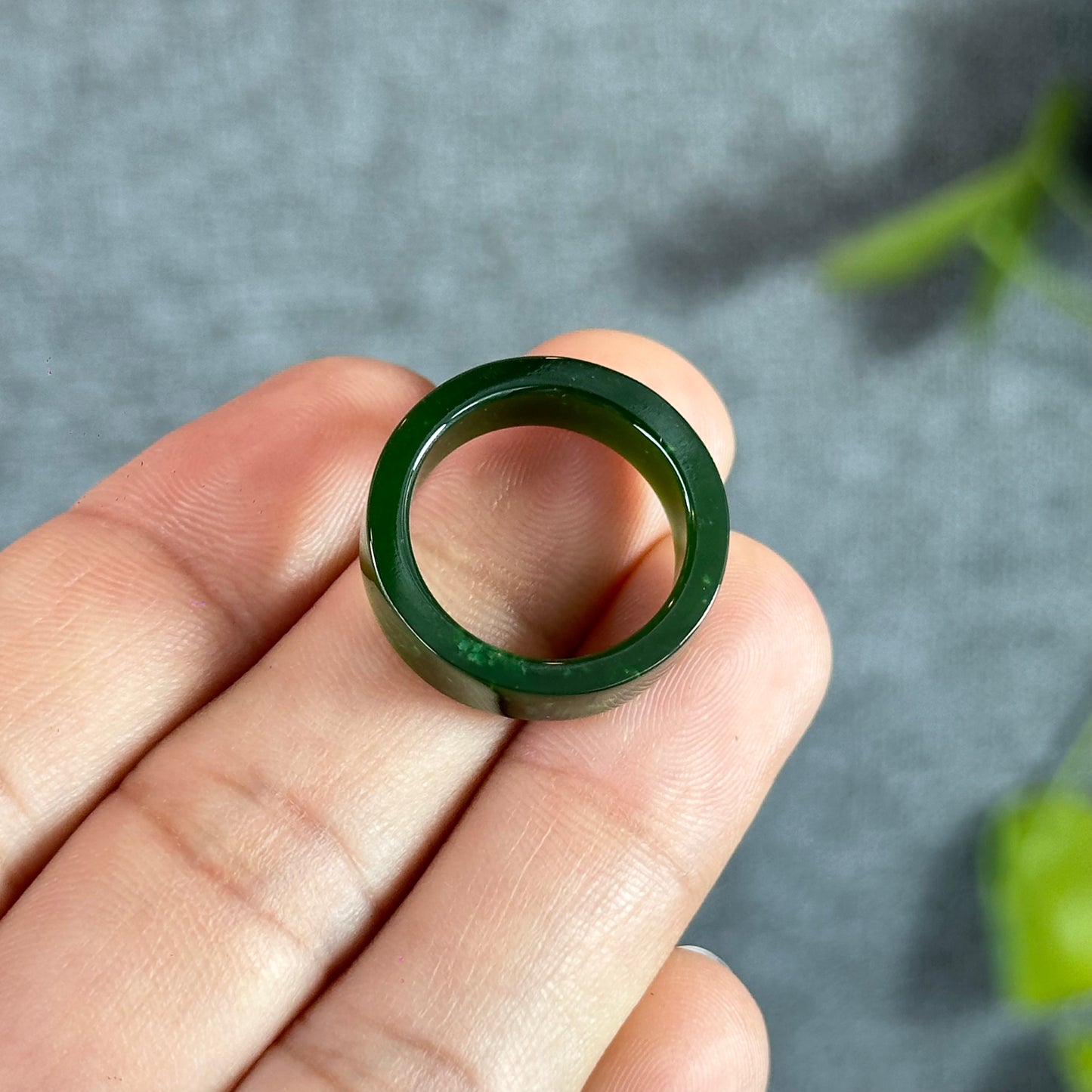 Natural Nephrite Jade Ring Square Style Size 1.7