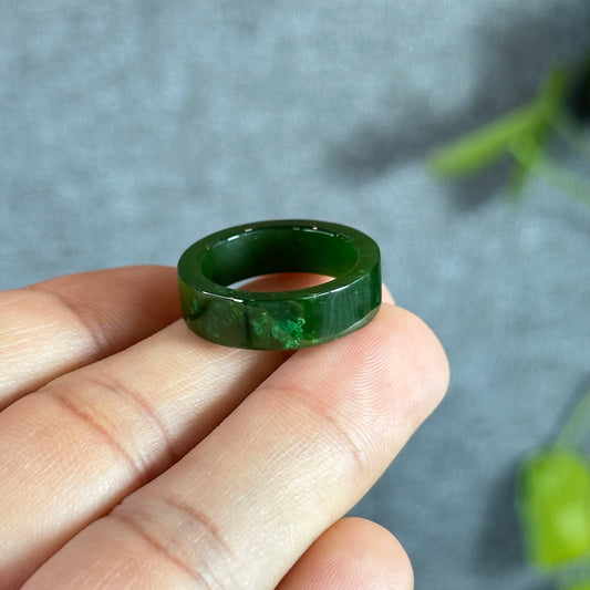 Natural Nephrite Jade Ring Square Style Size 1.7
