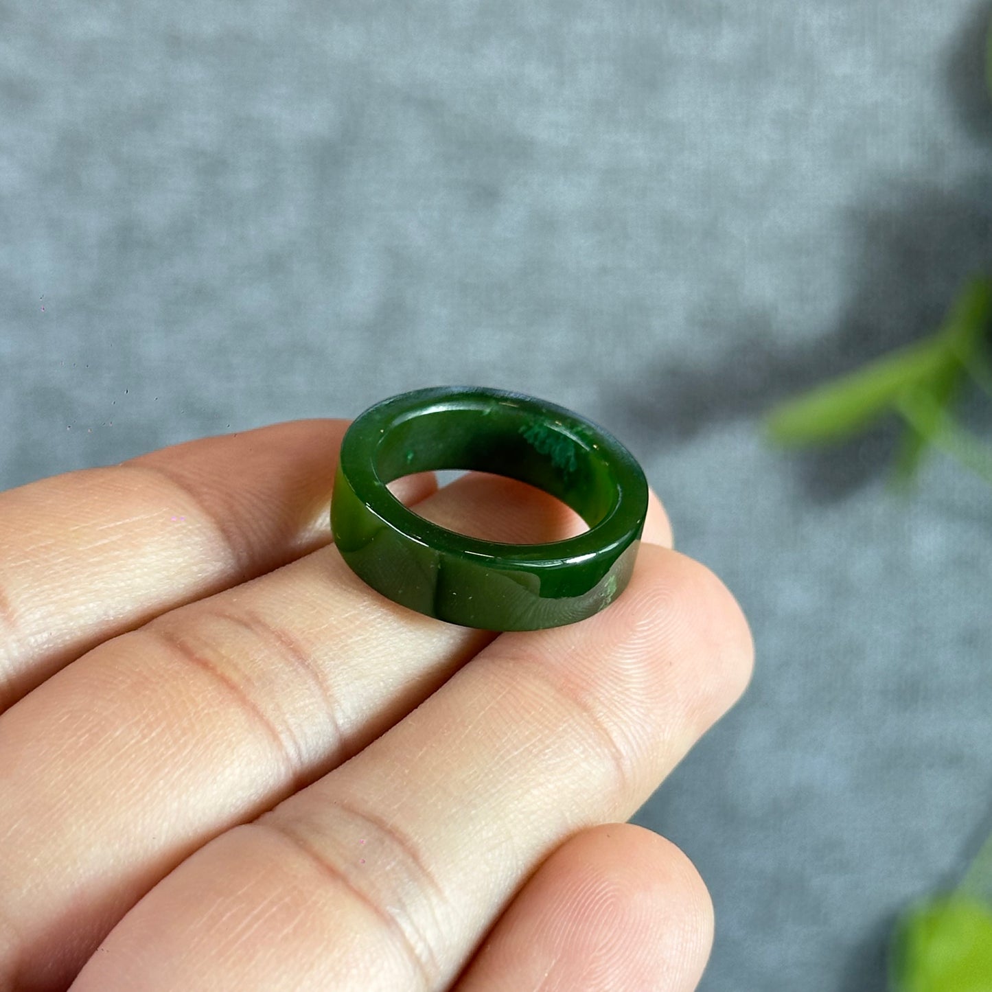 Natural Nephrite Jade Ring Square Style Size 1.7