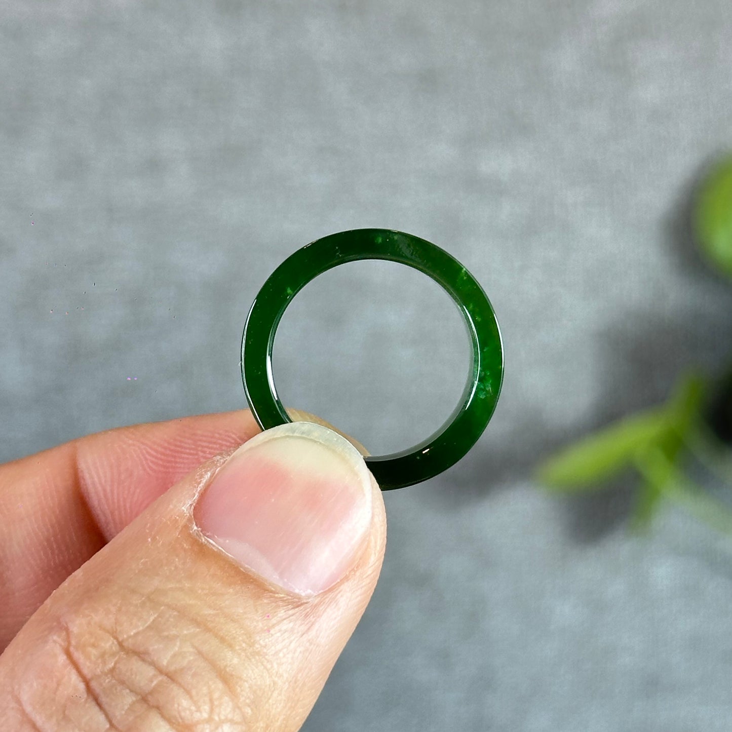 Natural Nephrite Jade Ring Square Style Size 1.7