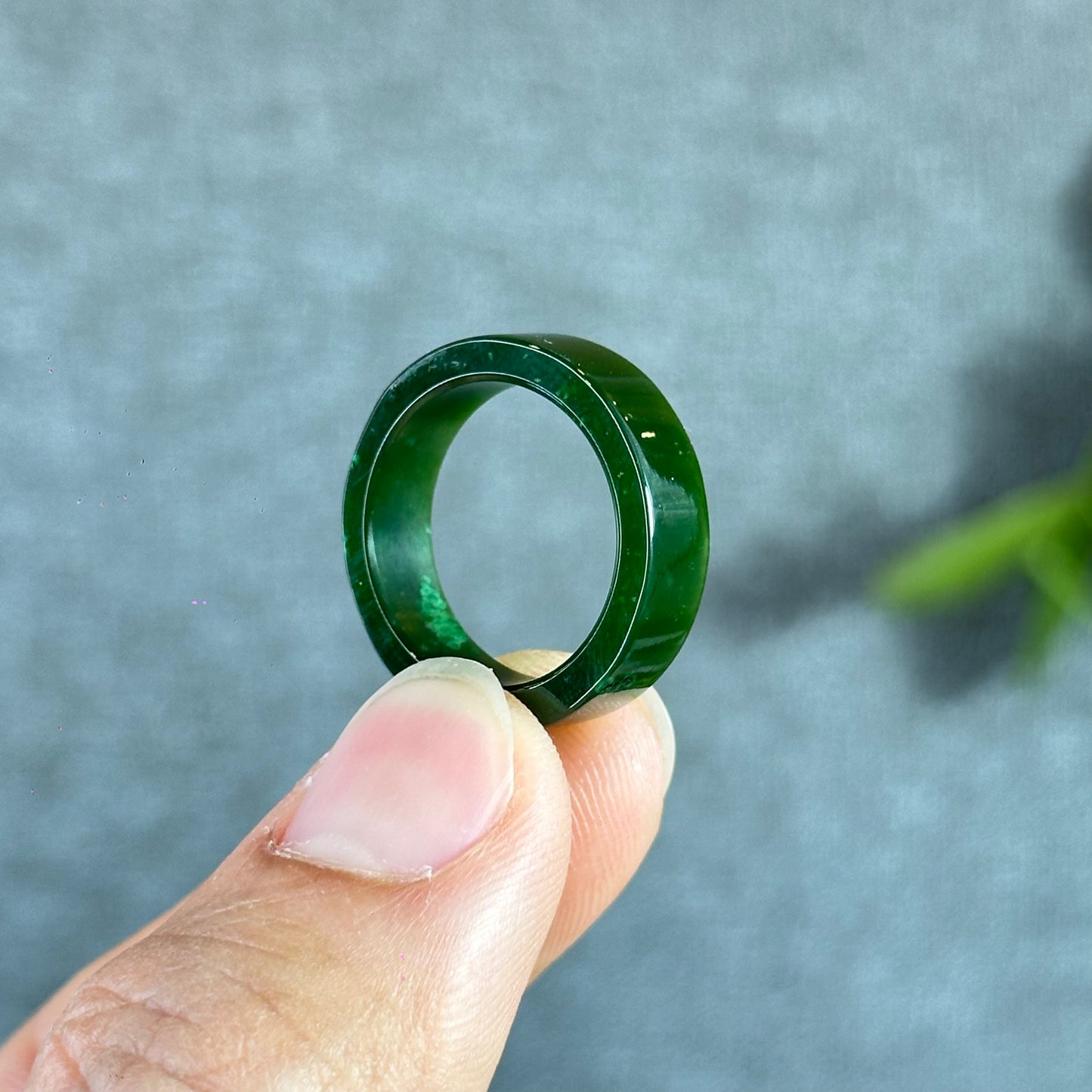 Natural Nephrite Jade Ring Square Style Size 1.7