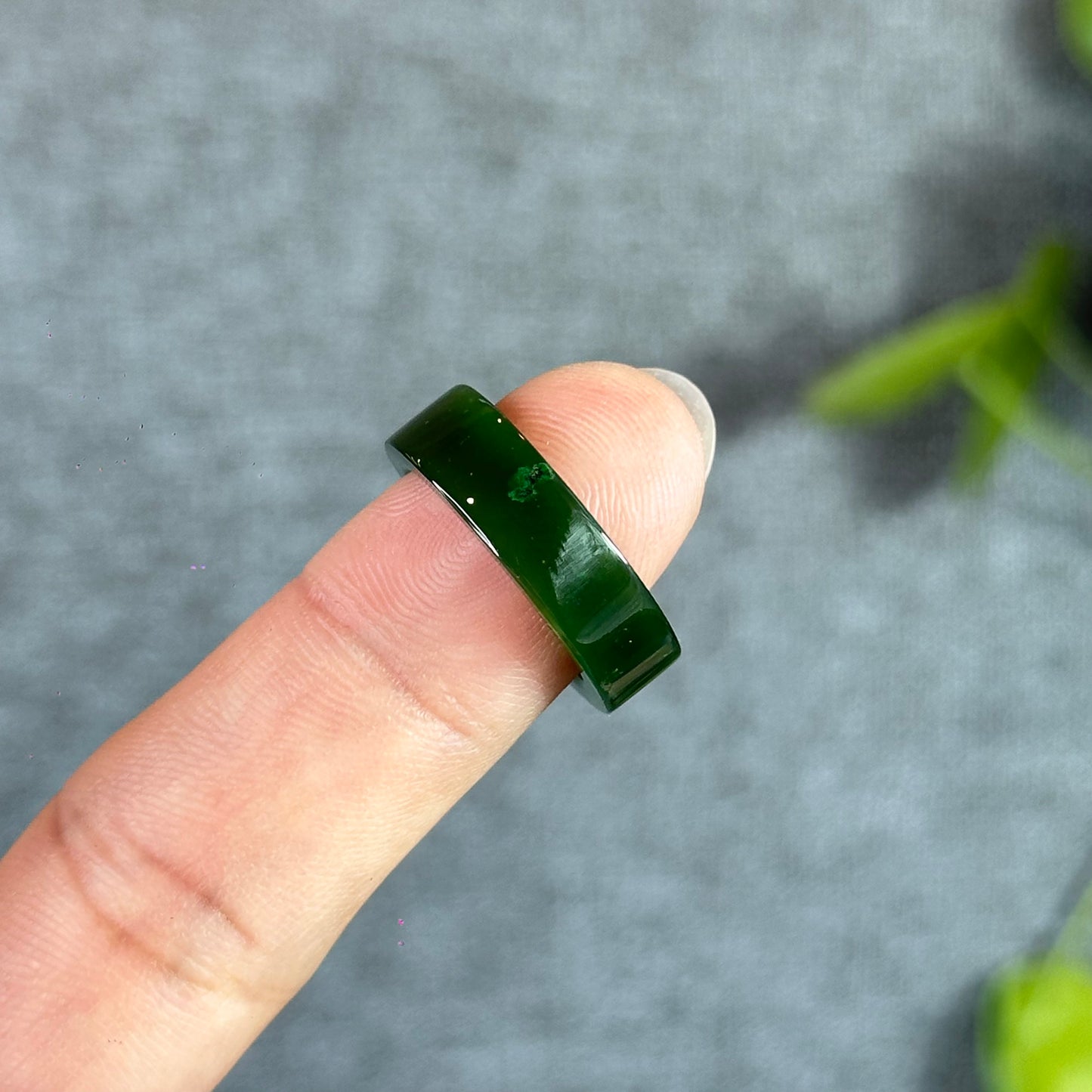 Natural Nephrite Jade Ring Square Style Size 1.7
