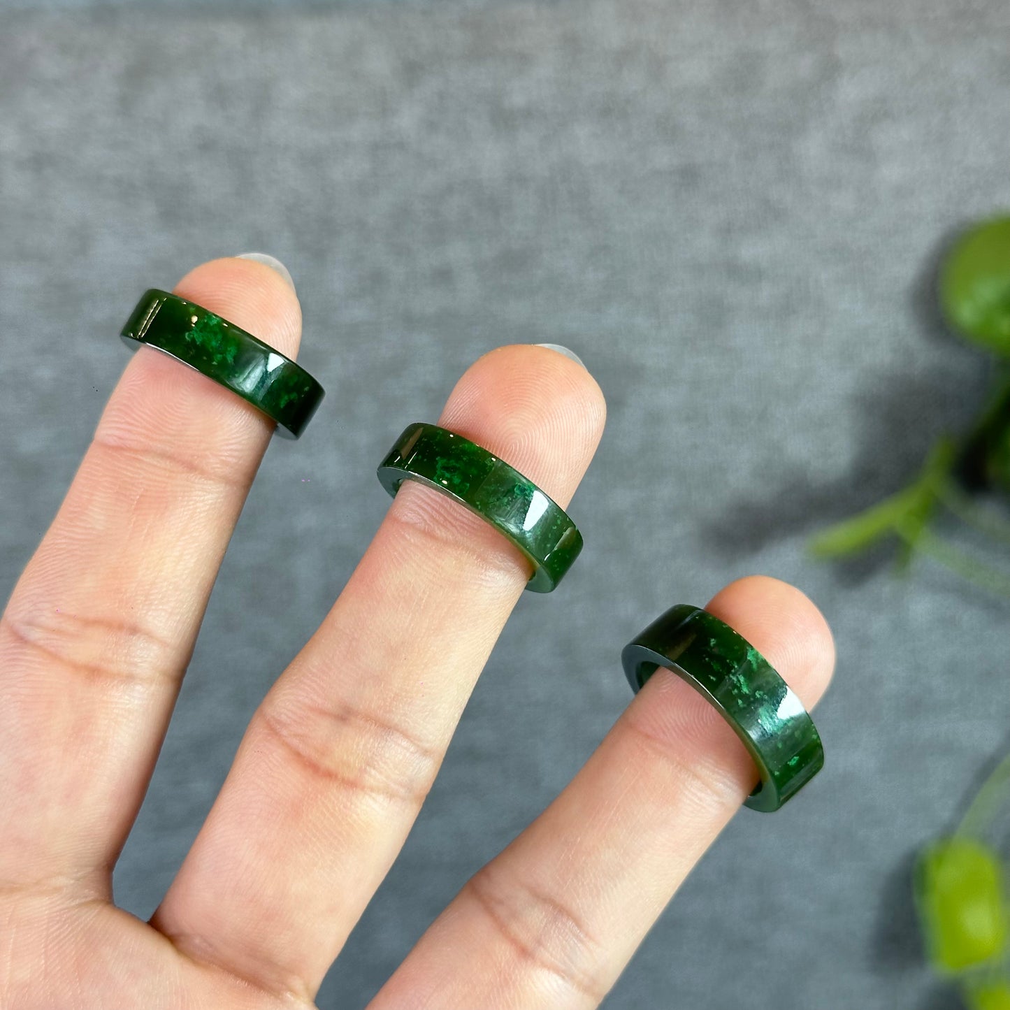 Natural Nephrite Jade Ring Square Style Size 1.7