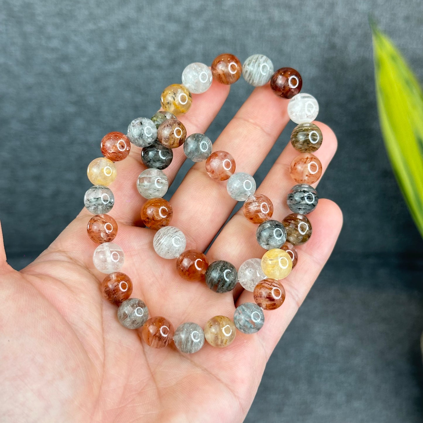 Natural Thousand Layer Landscape Quartz Bracelet Size 10.5 mm