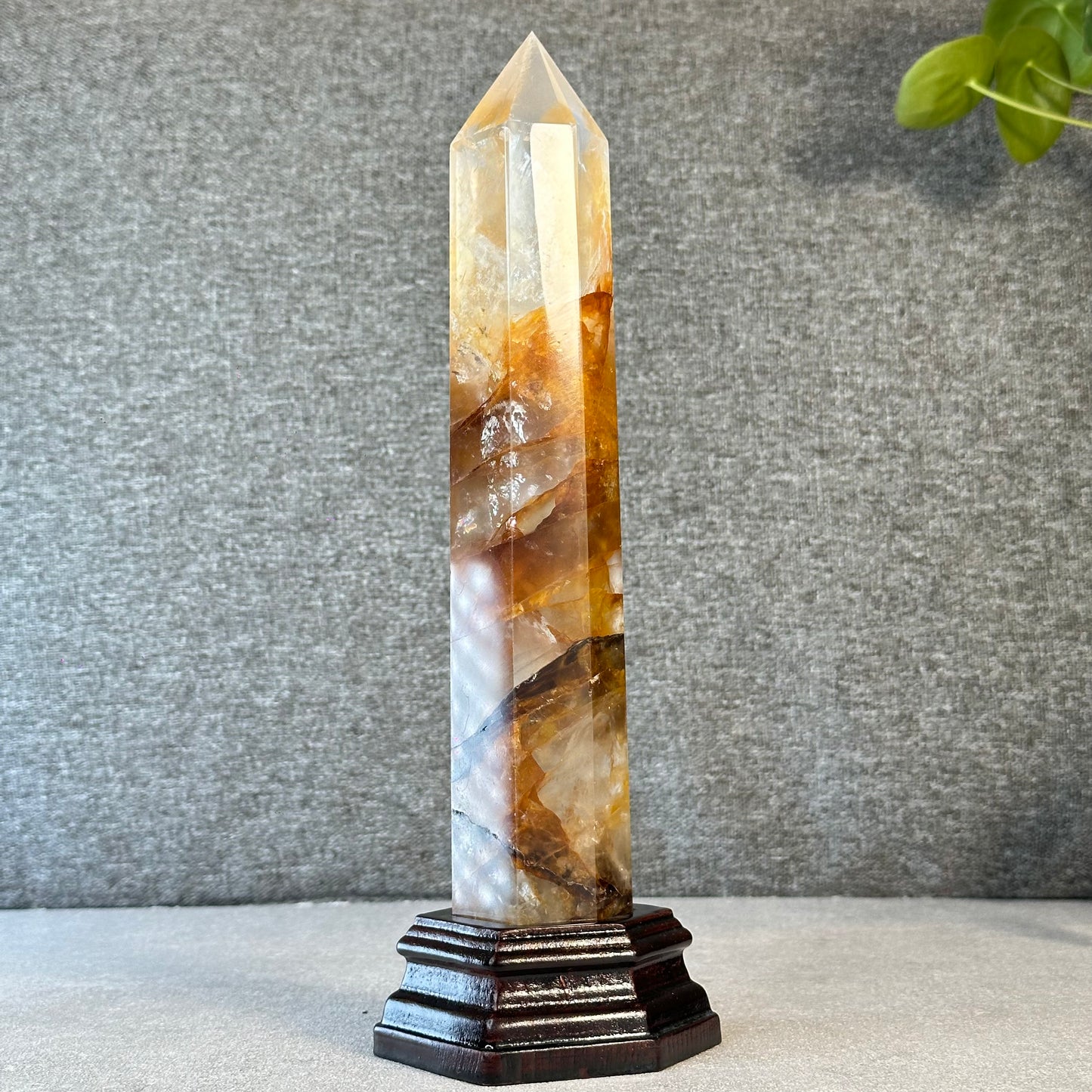 Natural Golden Healer Tower with Stand