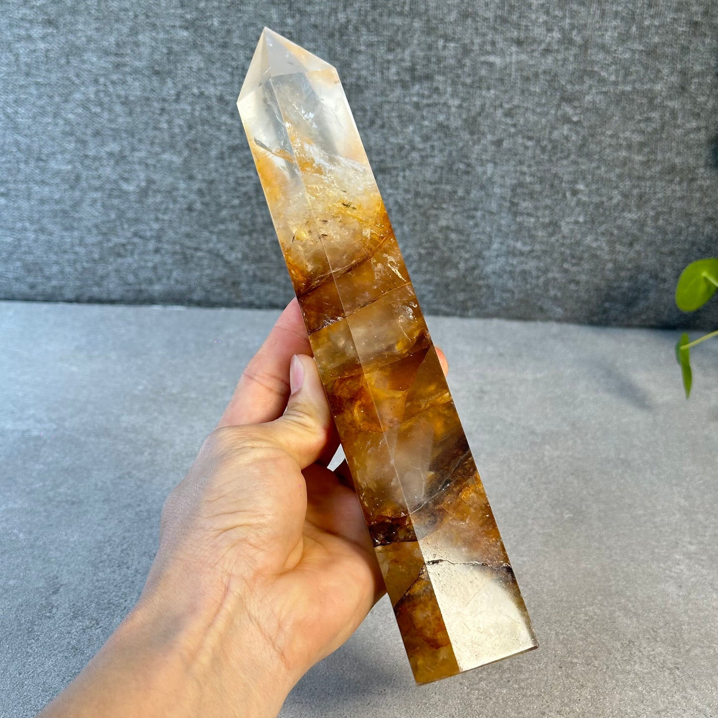 Natural Golden Healer Tower with Stand