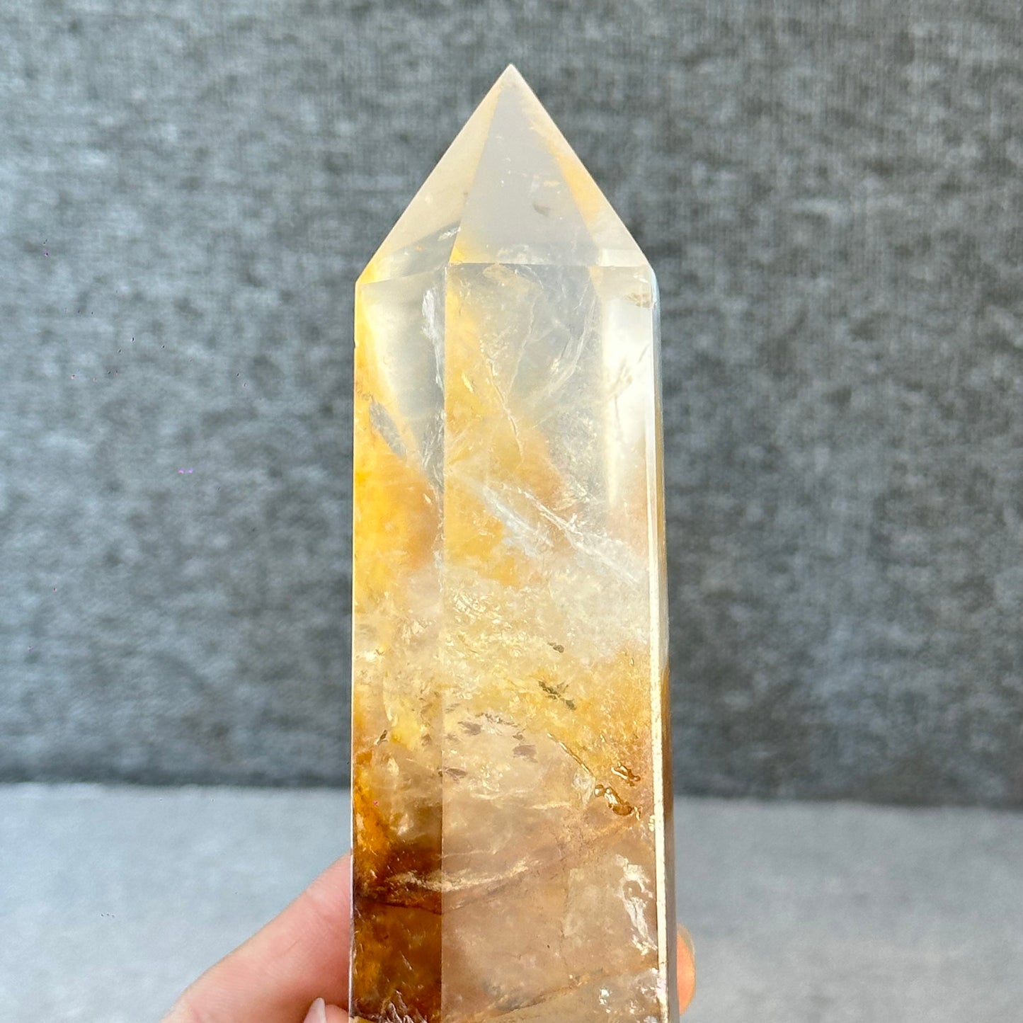 Natural Golden Healer Tower with Stand