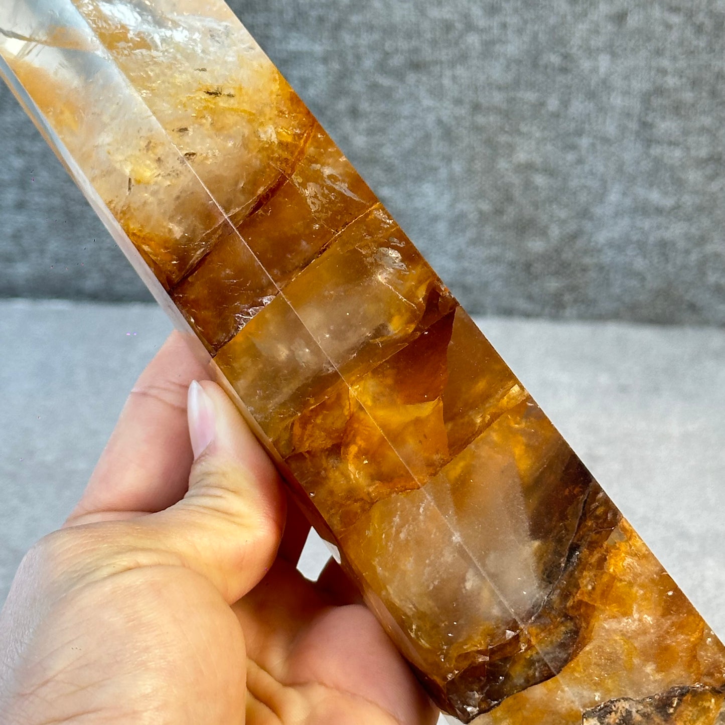 Natural Golden Healer Tower with Stand