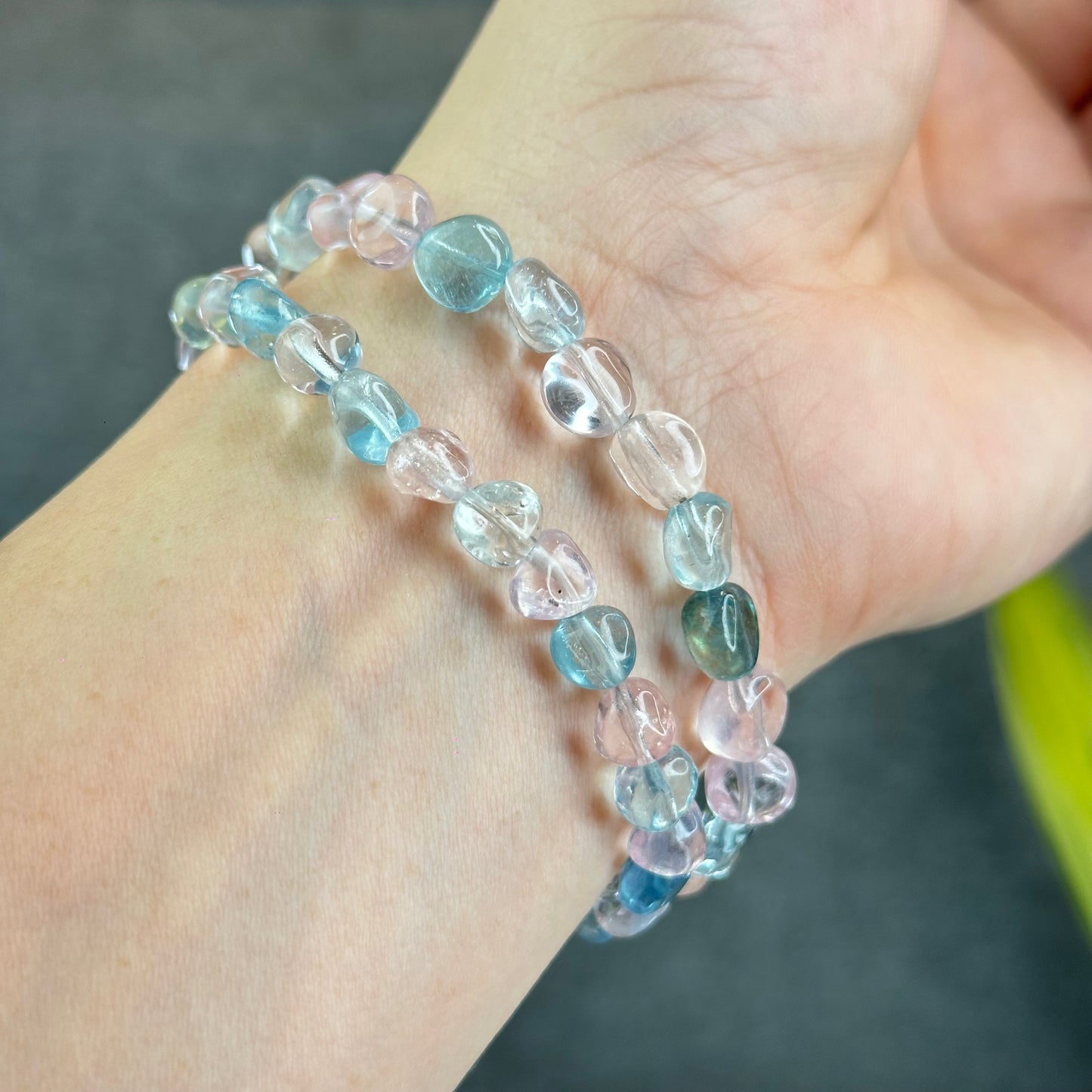 Freeform Natural Multi-Colour Morganite VIP Bracelet Size 7.5 mm