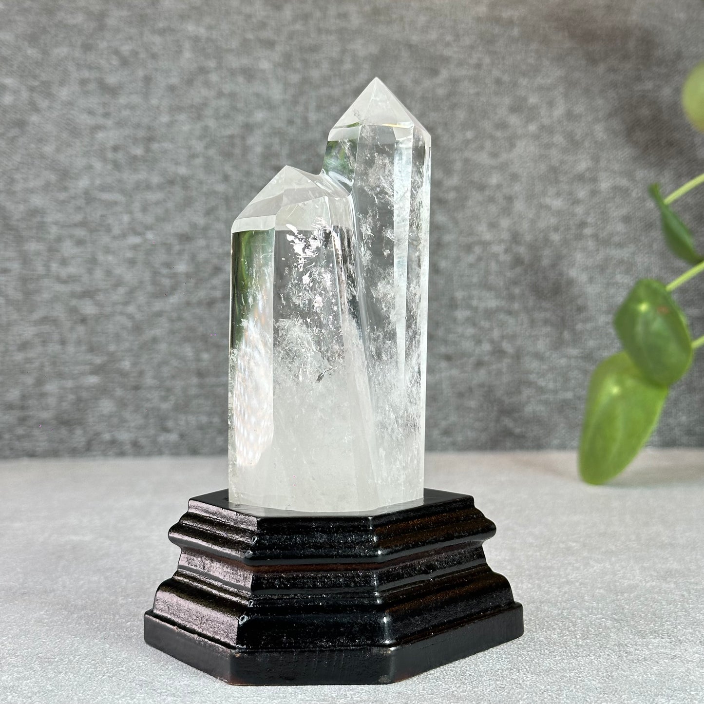 Double Point Natural Clear Quartz Base