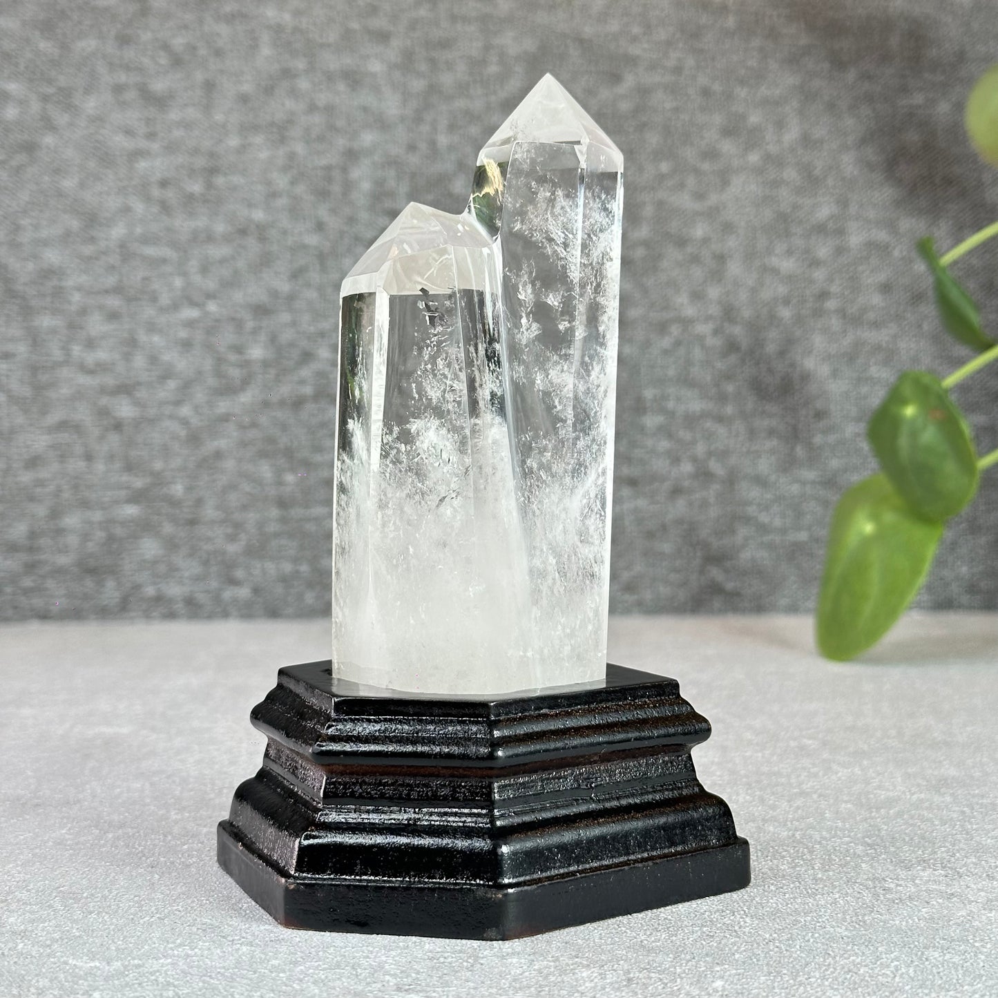 Double Point Natural Clear Quartz Base