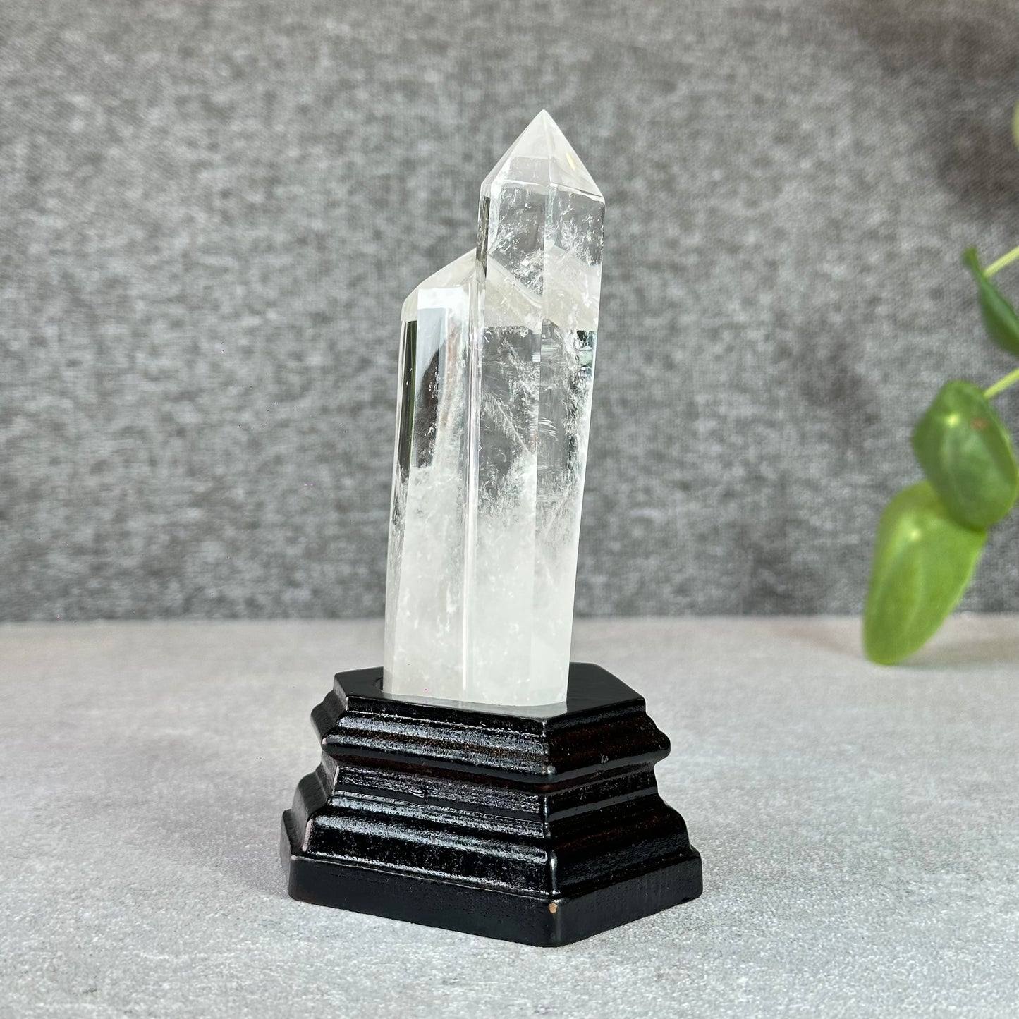 Double Point Natural Clear Quartz Base