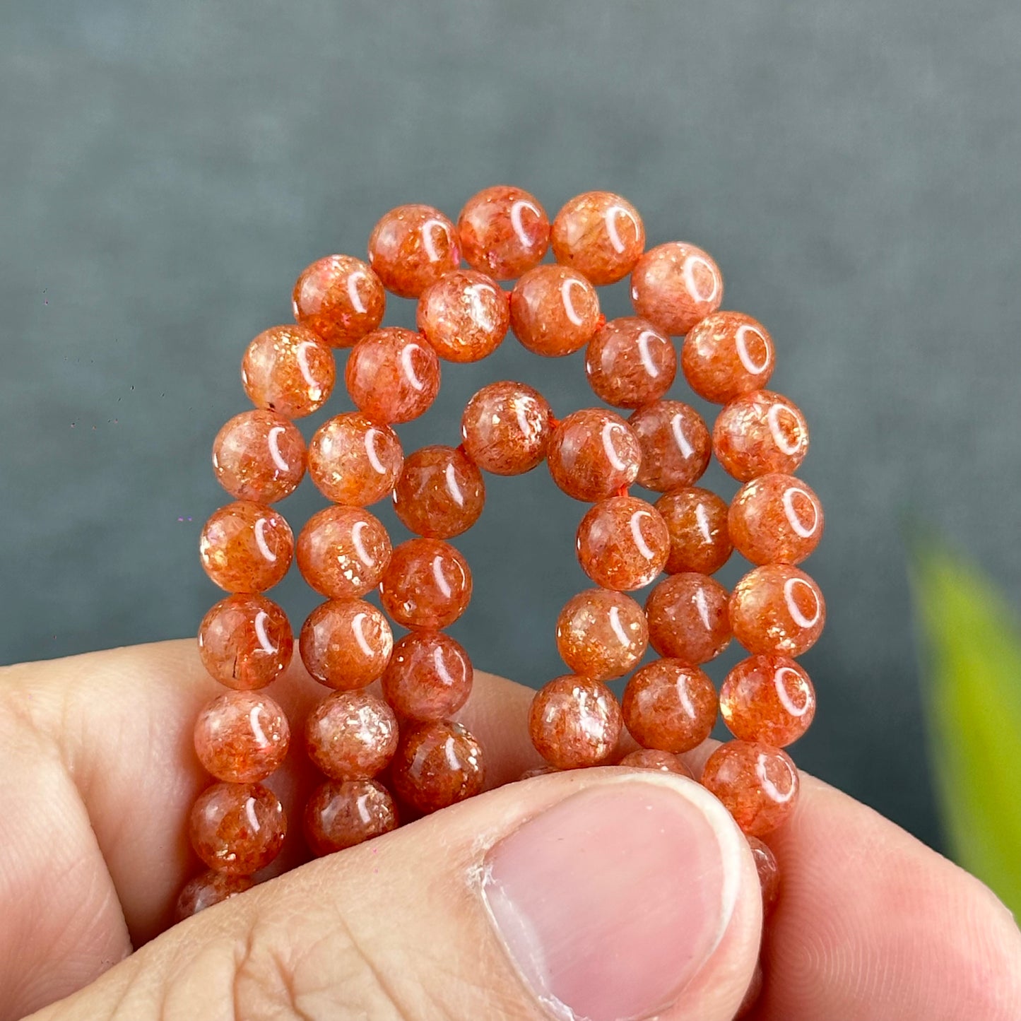 Natural Golden Sunstone Triple Wrap Bracelet Size 6 mm