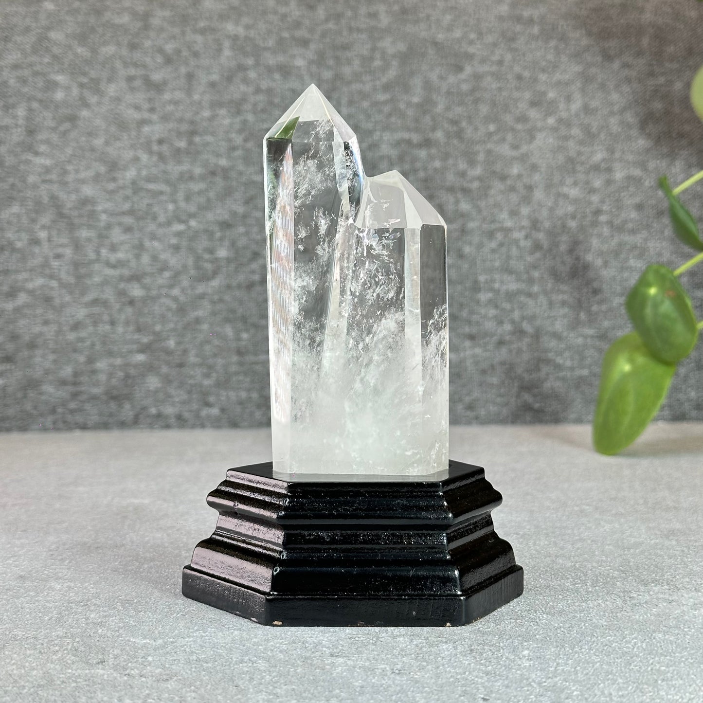 Double Point Natural Clear Quartz Base