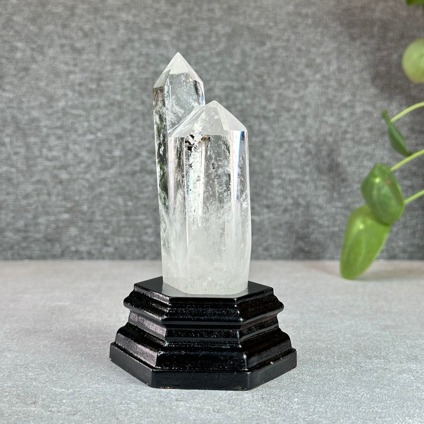 Double Point Natural Clear Quartz Base