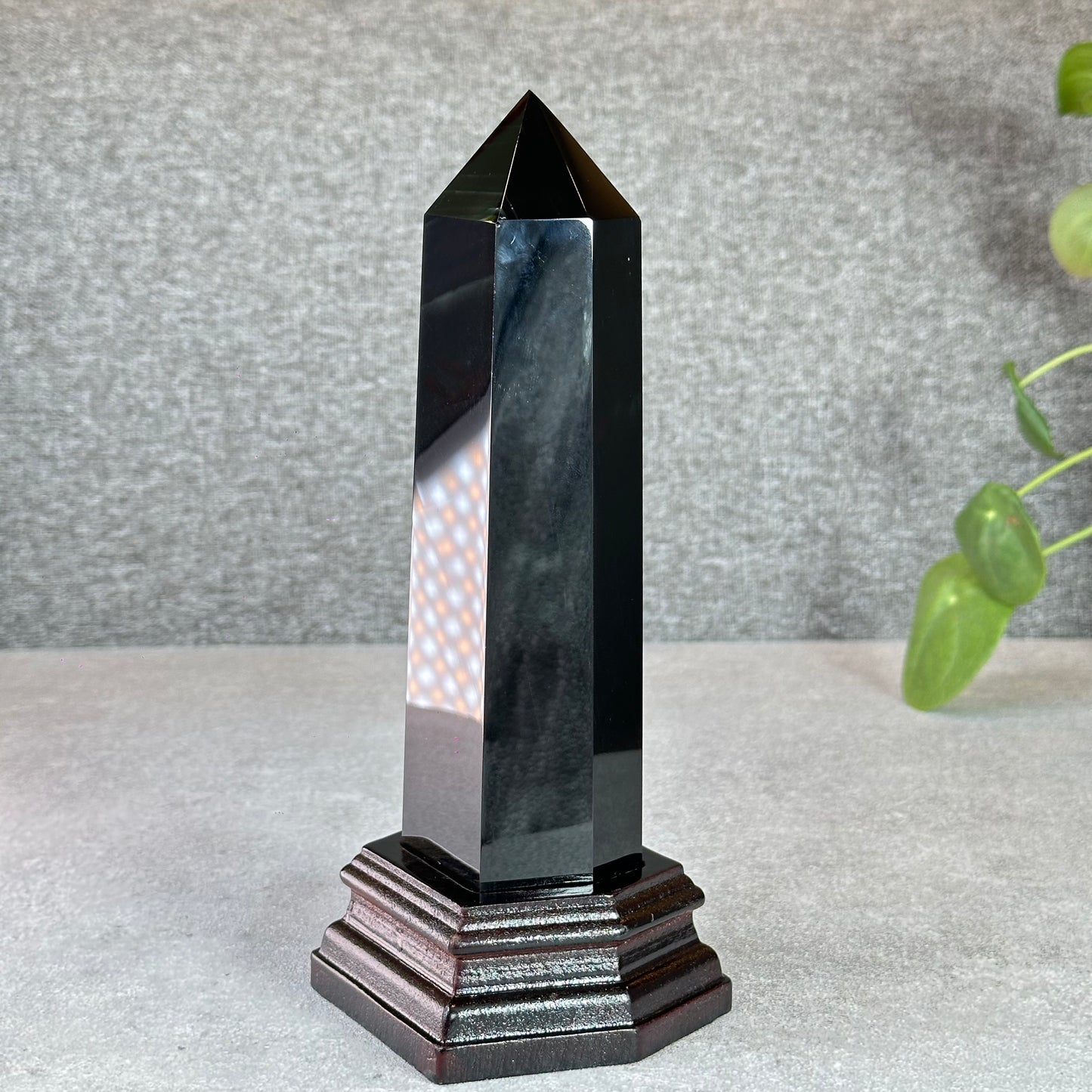 Natural Obsidian Tower with Base