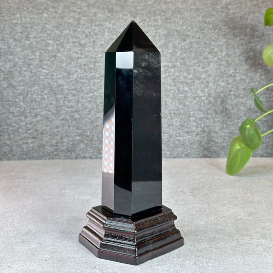 Natural Obsidian Tower with Base