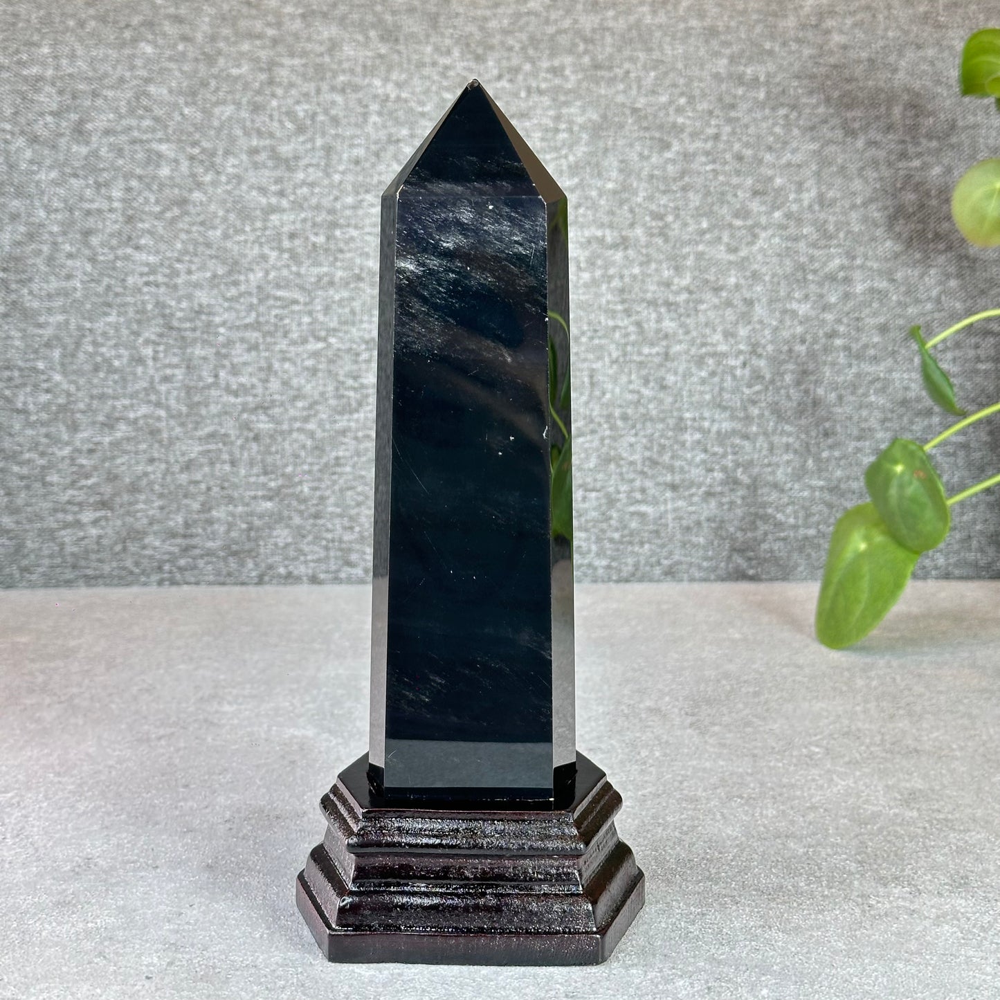 Natural Obsidian Tower with Base