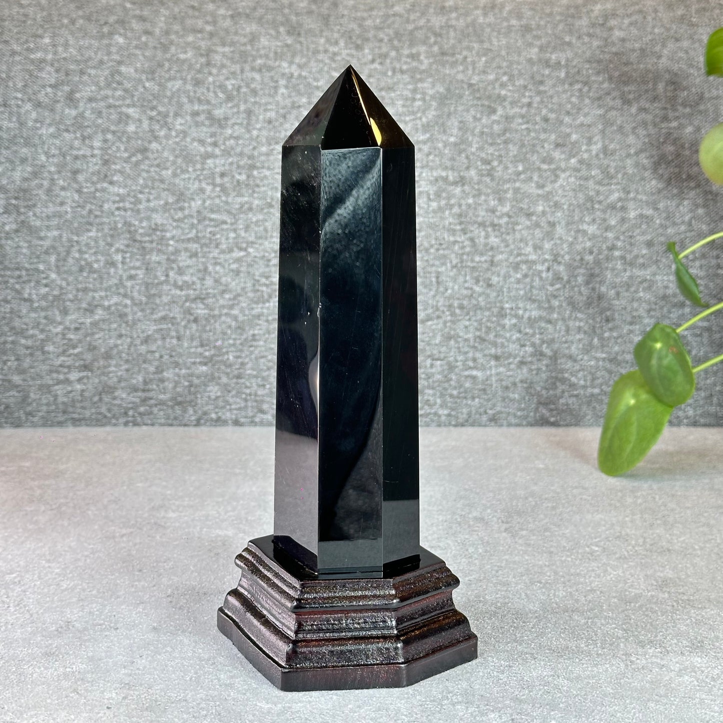 Natural Obsidian Tower with Base