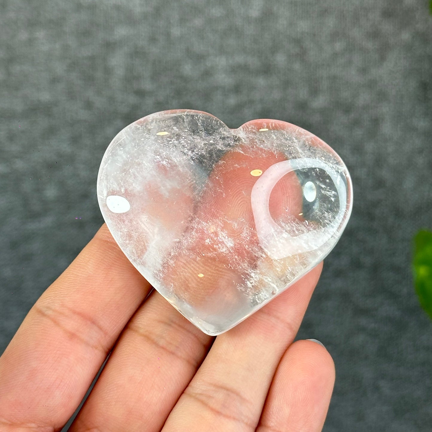 Natural Clear Quartz Heart Bag VIP Figurine - Large