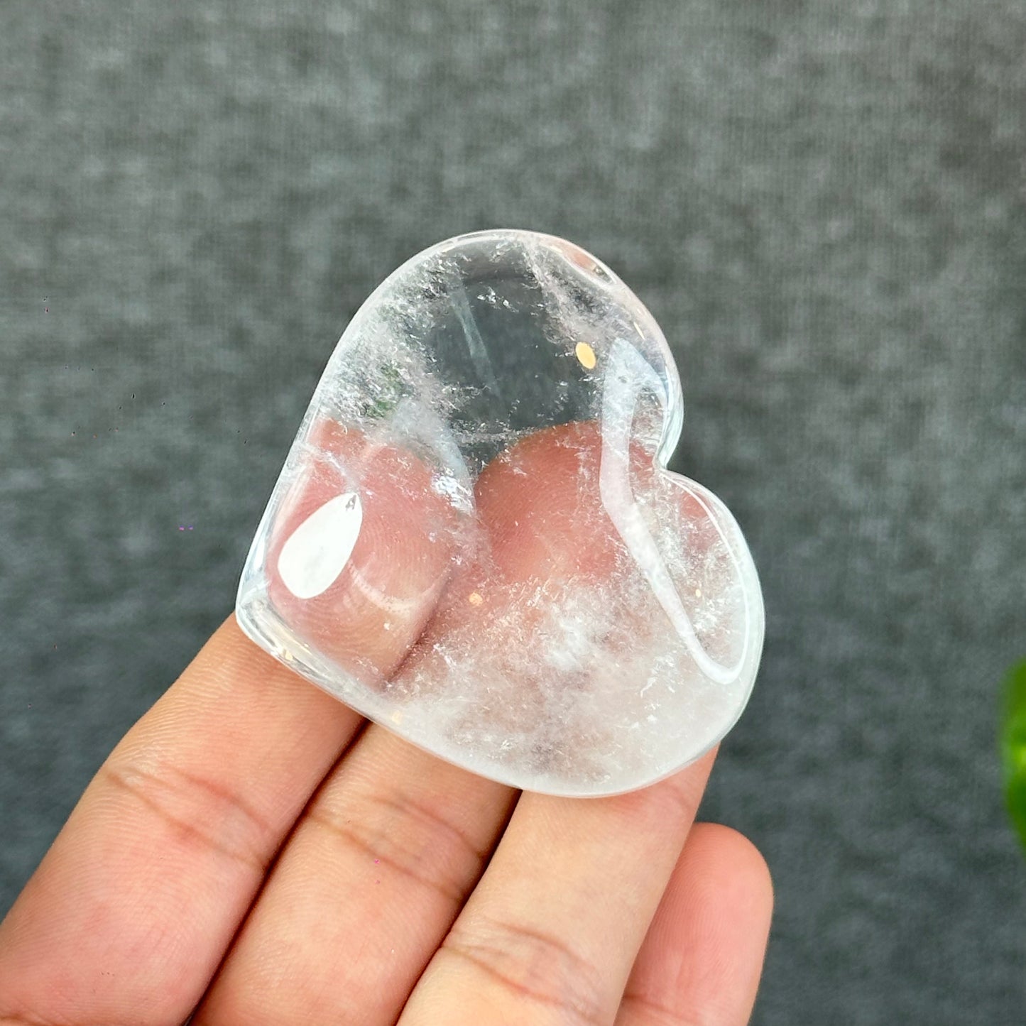 Natural Clear Quartz Heart Bag VIP Figurine - Large