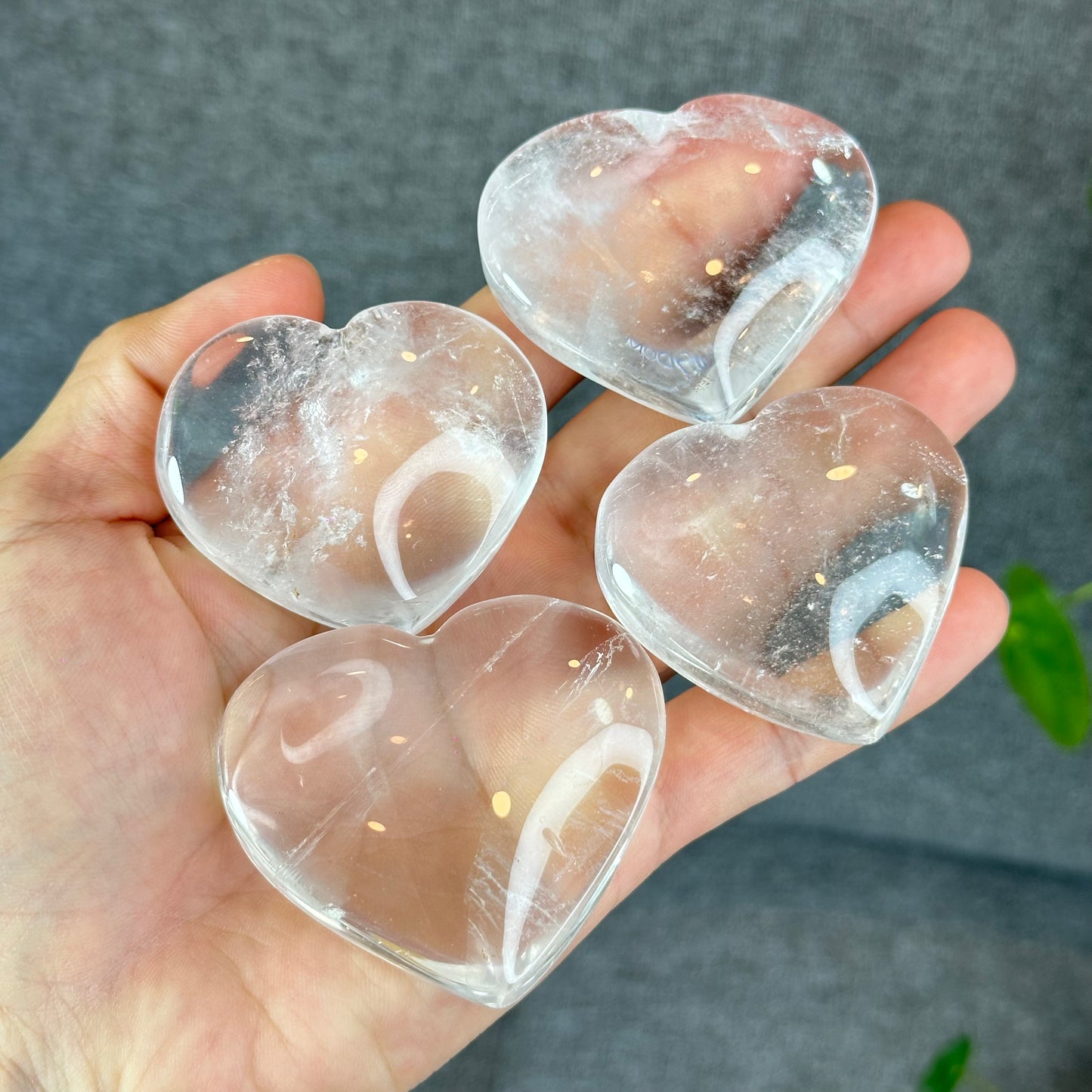 Natural Clear Quartz Heart Bag VIP Figurine - Large
