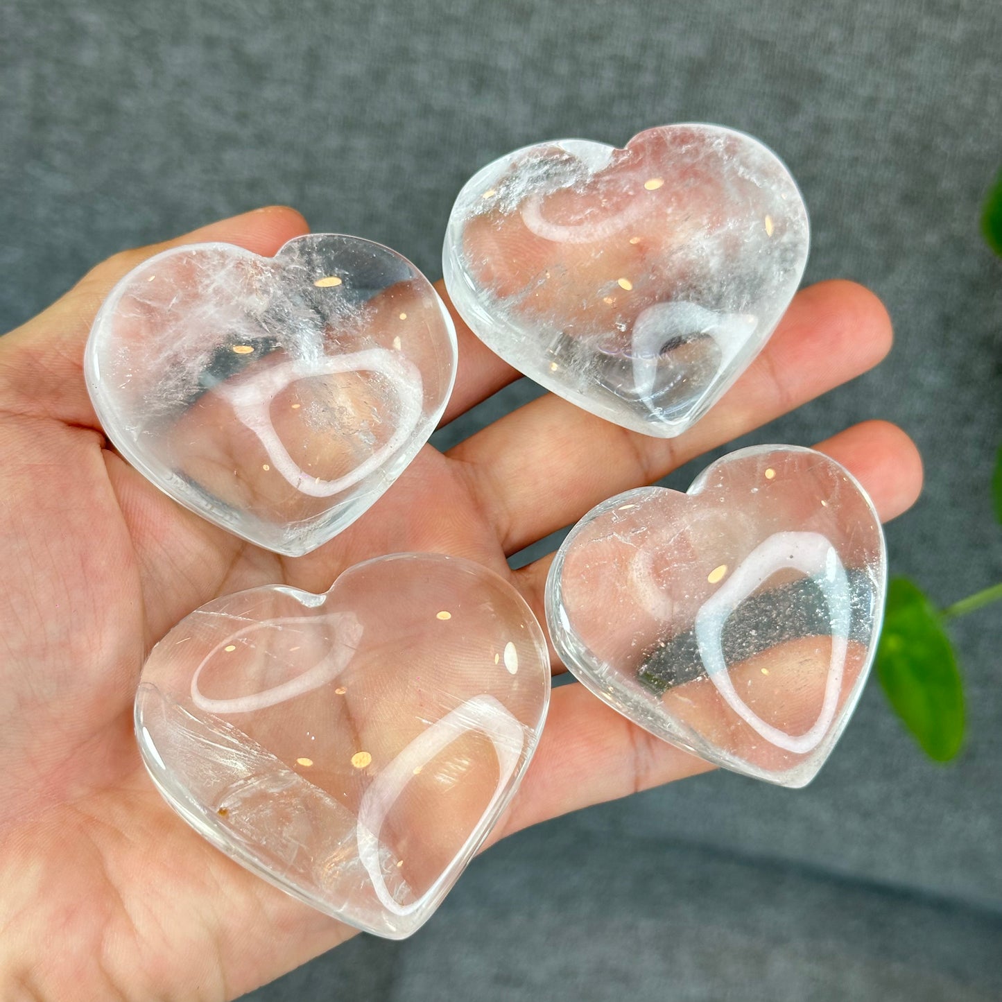 Natural Clear Quartz Heart Bag VIP Figurine - Large
